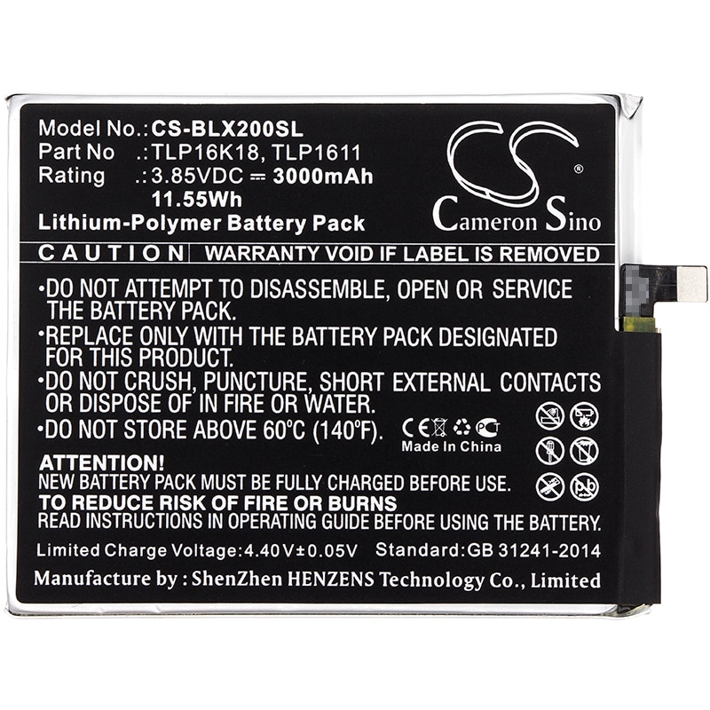 Batteri til smarttelefon, mobil for BLU Life One X2, L0090, L0091UUU