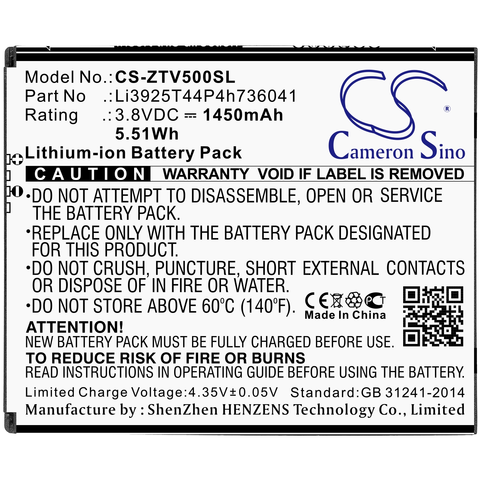 Batteri for SmartPhone, Mobil for ZTE Blade Vantage, Blade Vantage 5, VZW-Z839PP og andre.