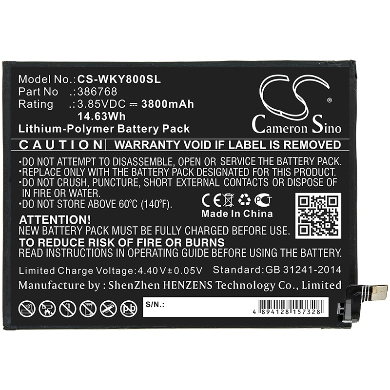 Batteri for smarttelefon, mobil for Wiko Y80, W-V720
