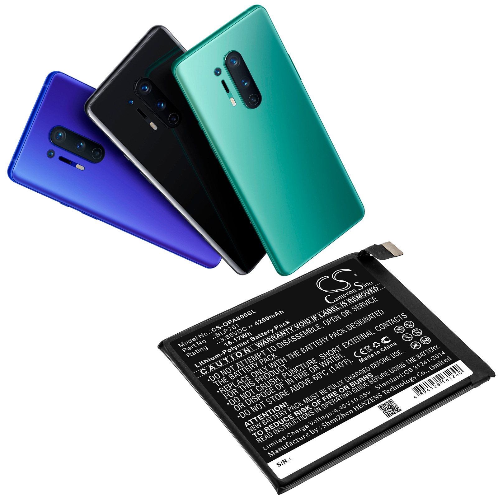 Batteri for SmartPhone, Mobil for Oneplus 8 5G, N20190, IN2010 og andre.