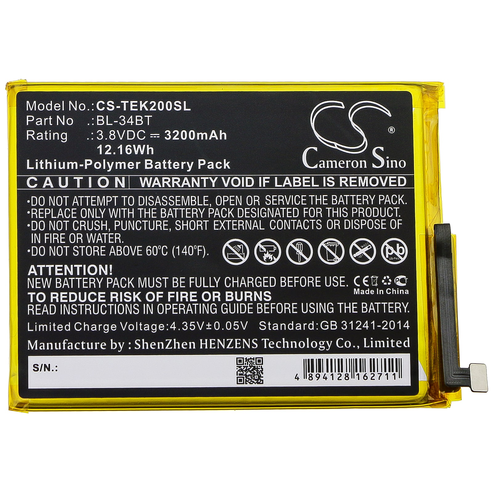 Batteri for smarttelefon, mobil for Tecno Spark 2, KA7, KA7O