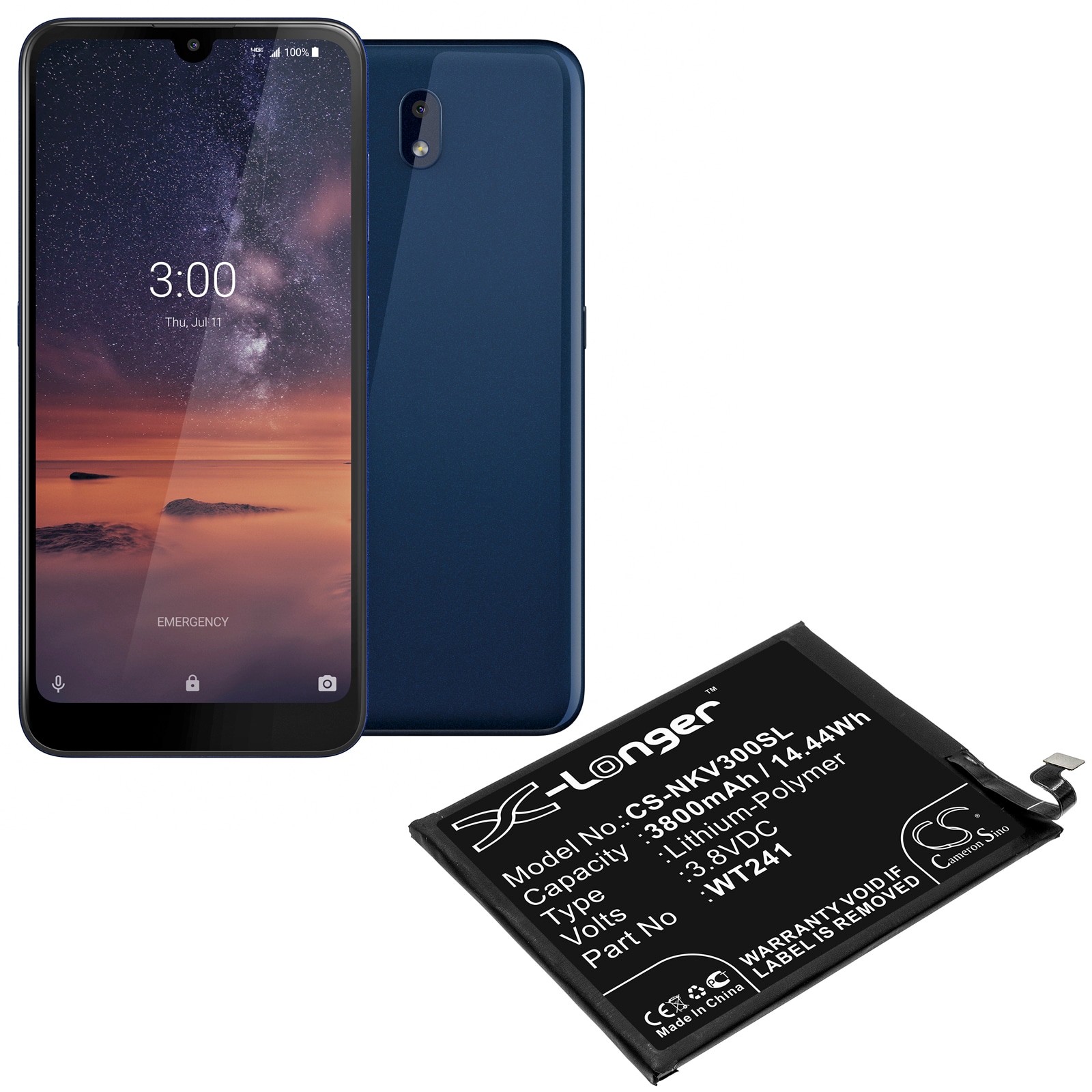 Batteri for SmartPhone, Mobil for Nokia 3 V, TA-1153