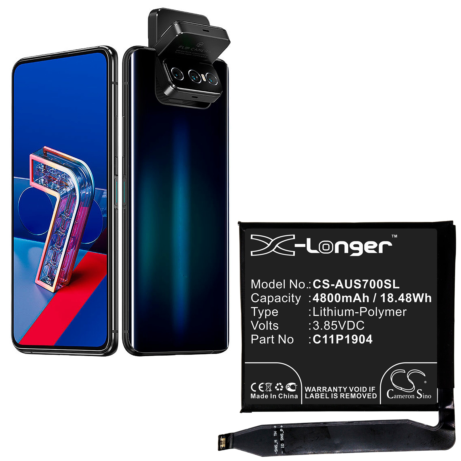 Batteri for SmartPhone, Mobil for Asus ZenFone 7, ZenFone 7 Pro, ZS670KS og andre.