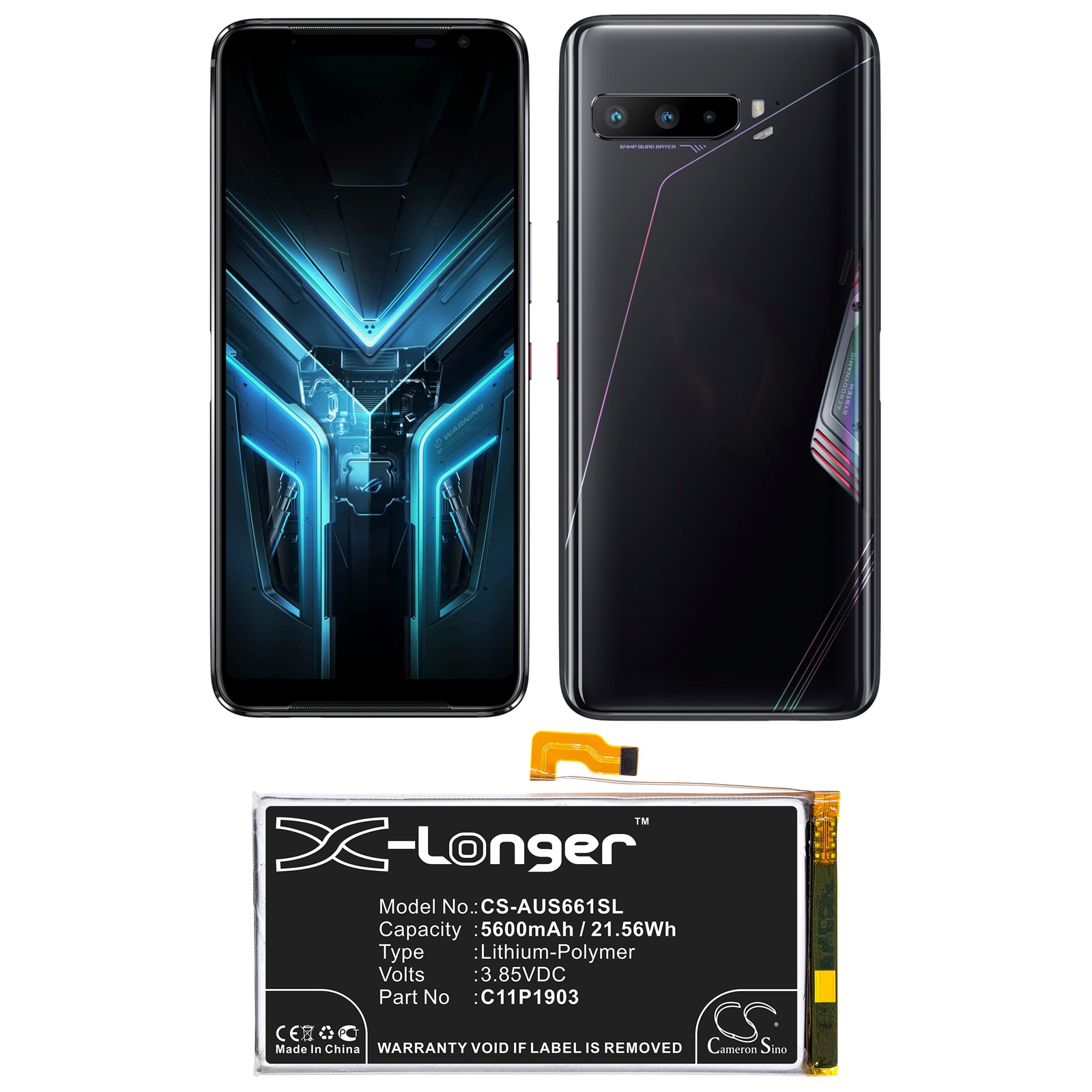 Batteri for SmartPhone, Mobil for Asus ROG Phone III, ROG Phone 3, ZS661KS