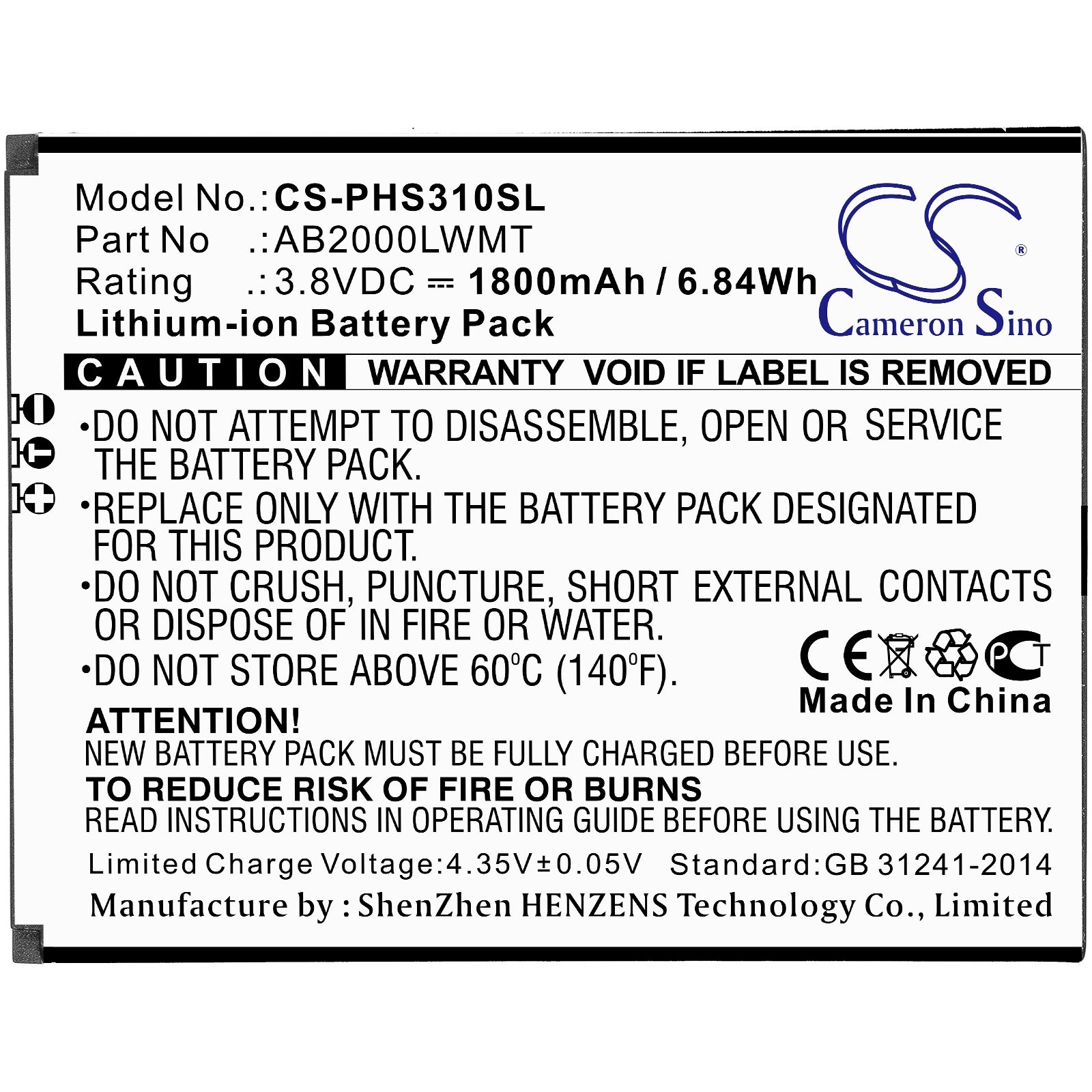 Batteri for SmartPhone, Mobil for Philips Xenium CTS310X, Xenium S310X