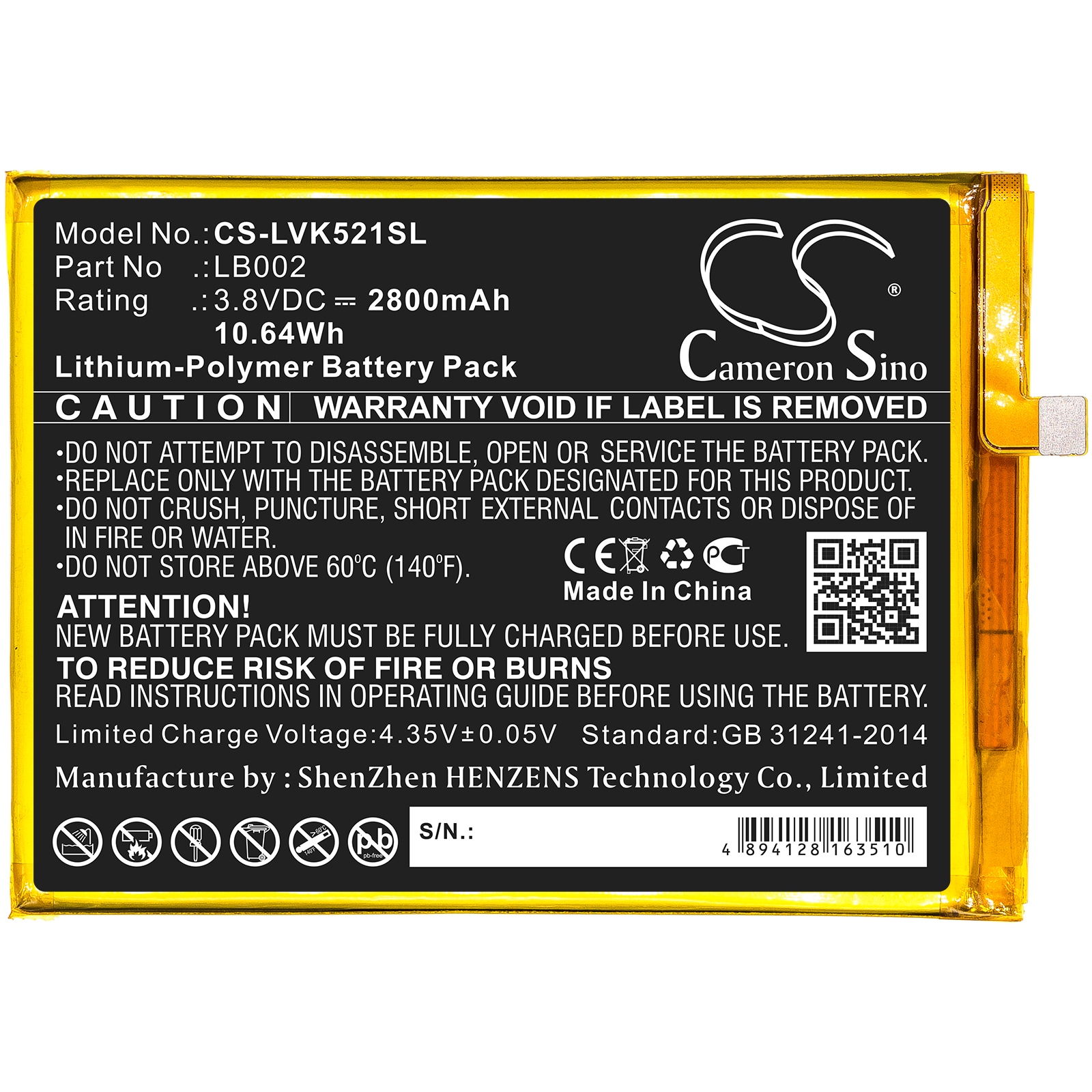 Batteri for SmartPhone, Mobil for Lenovo S5, K520, K520T Pro og andre.