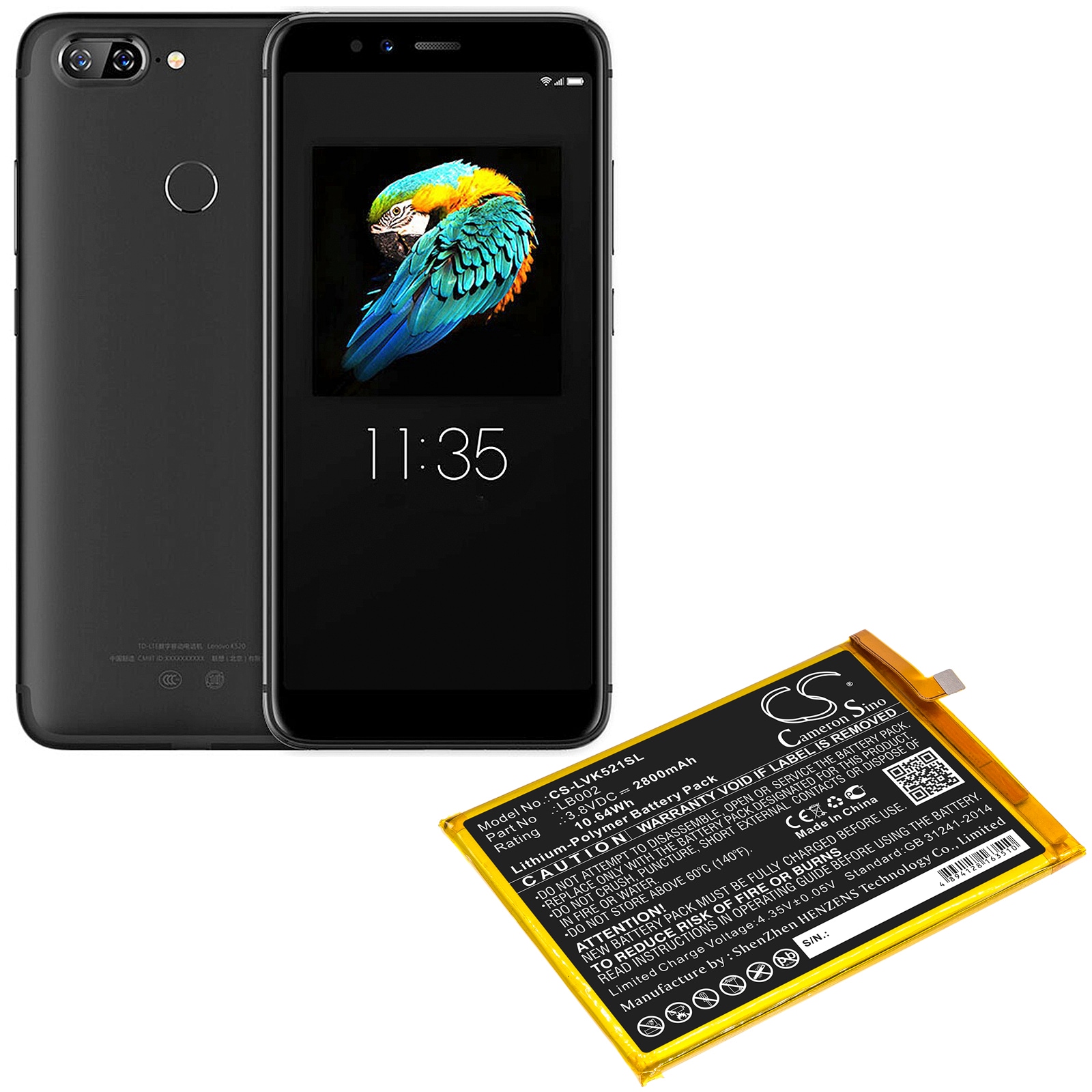 Batteri for SmartPhone, Mobil for Lenovo S5, K520, K520T Pro og andre.