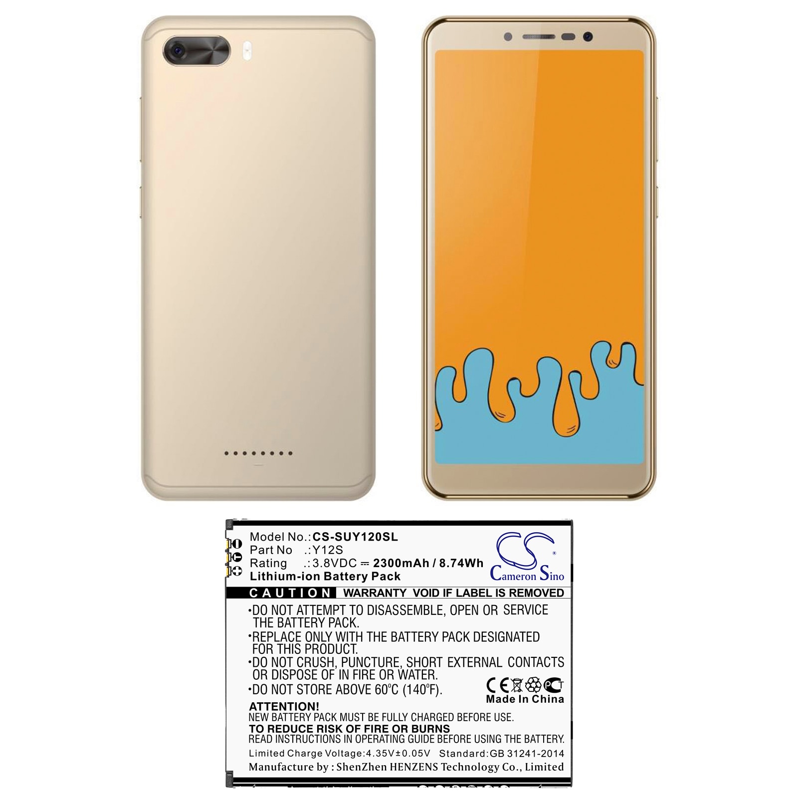 Batteri for SmartPhone, mobil for Sugar Y12S