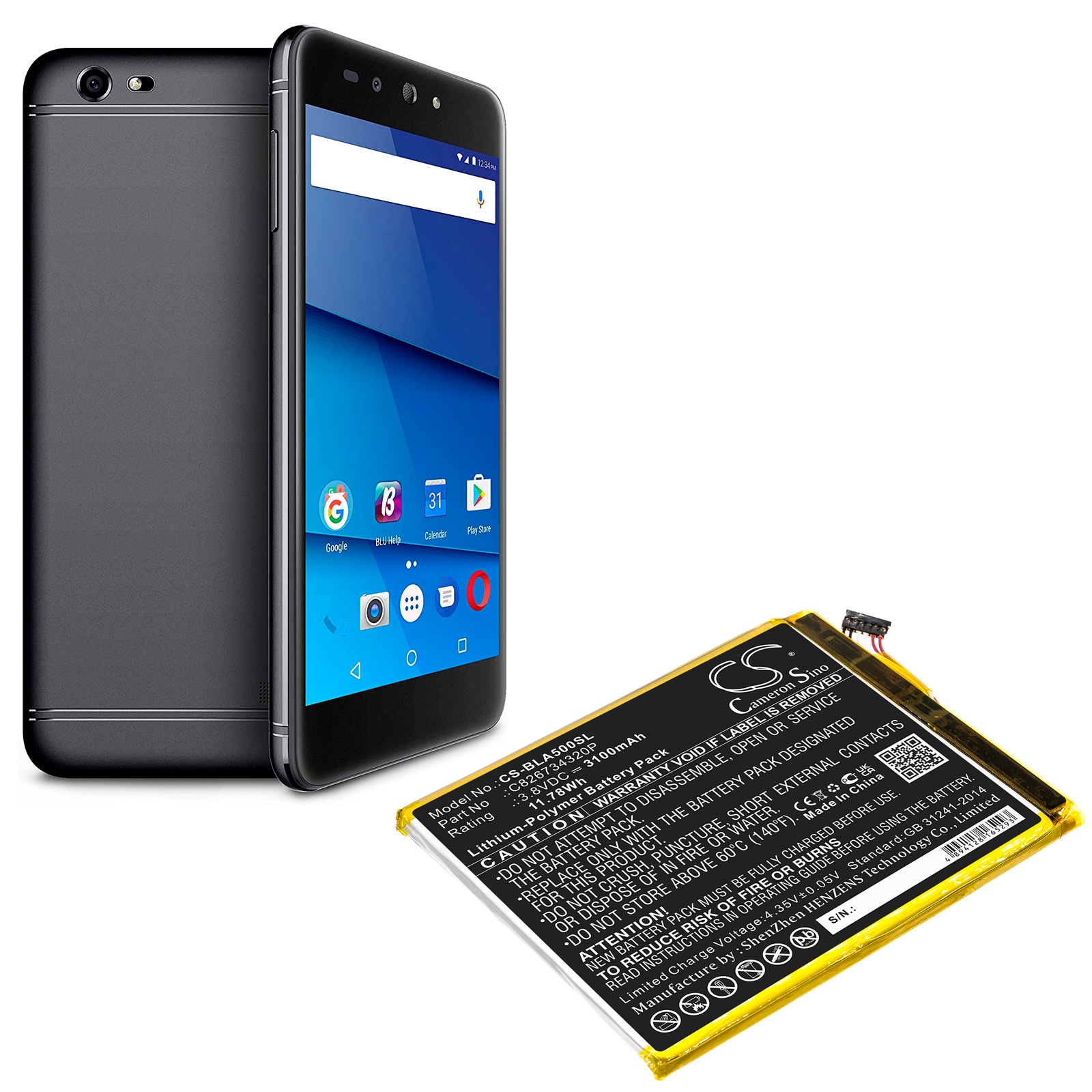 Batteri for SmartPhone, Mobil for BLU Advance A5 Plus LTE, A0031WW, Grand XL og andre.
