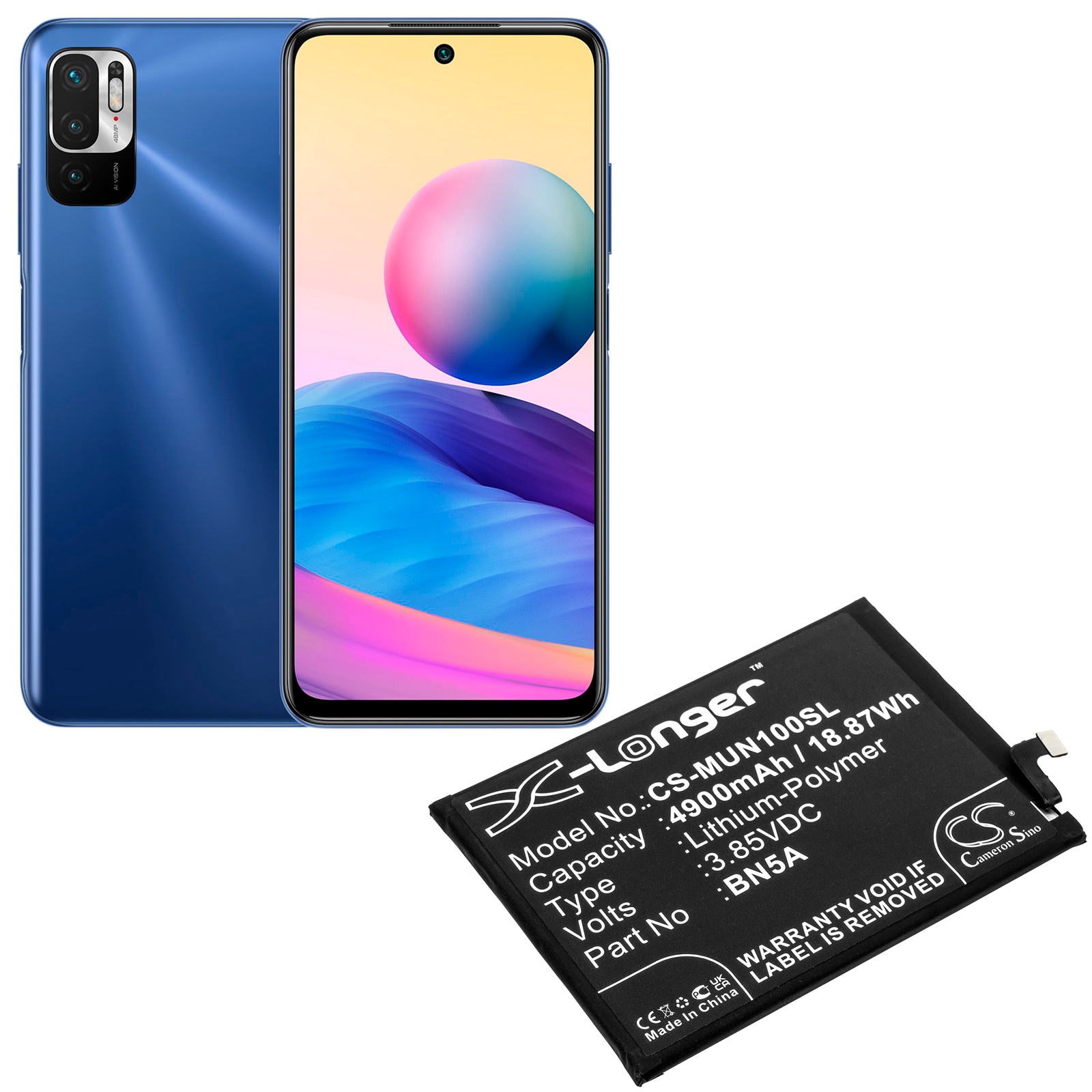 Batteri for SmartPhone, Mobil for Poco M3 Pro 5G, M2103K19PI, M2103K19PG og andre.