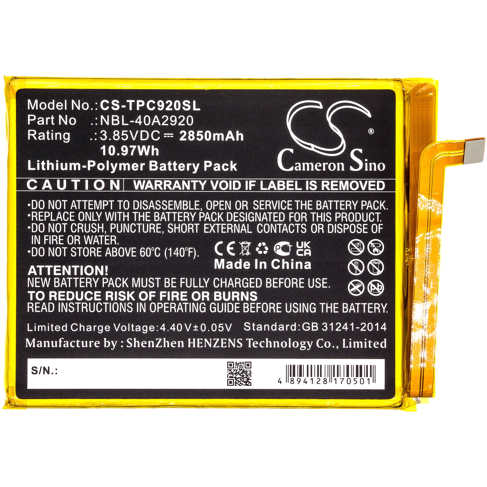 Batteri for smarttelefon, mobil for Neffos C9A, TP706A