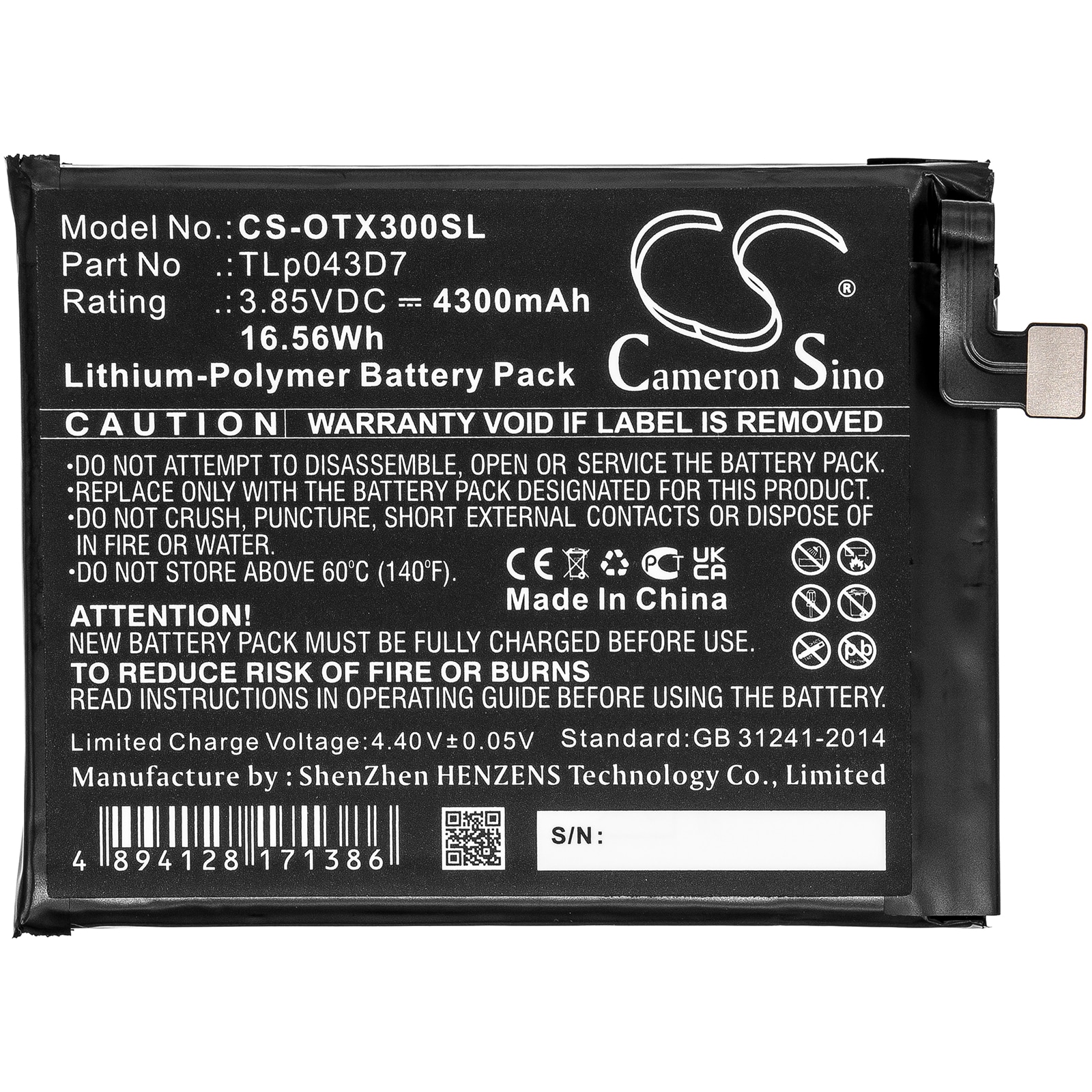 Batteri for SmartPhone, Mobil for Alcatel 3X, 5X, OT-5061A og andre.