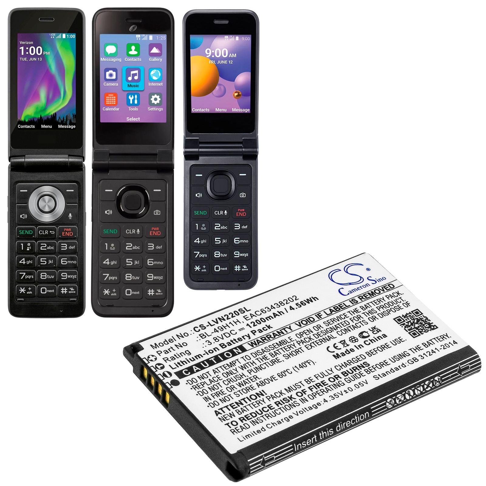 Batteri for SmartPhone, Mobil for $ 0000016n VN220, UN220, Exalt LTE 4G og andre.