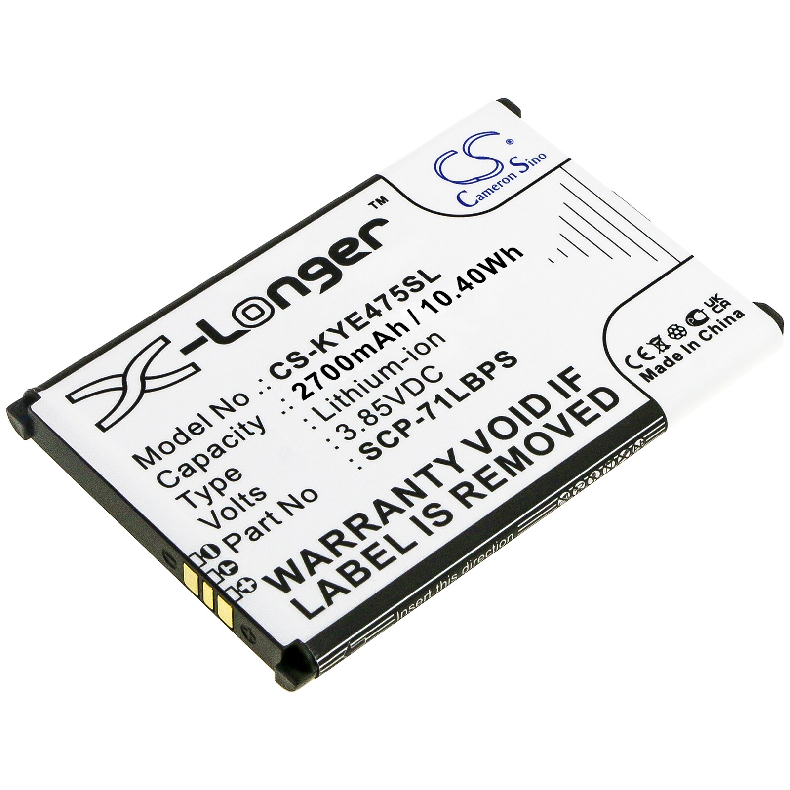 Batteri til smarttelefon, mobil for Kyocera DuraTR, E4750