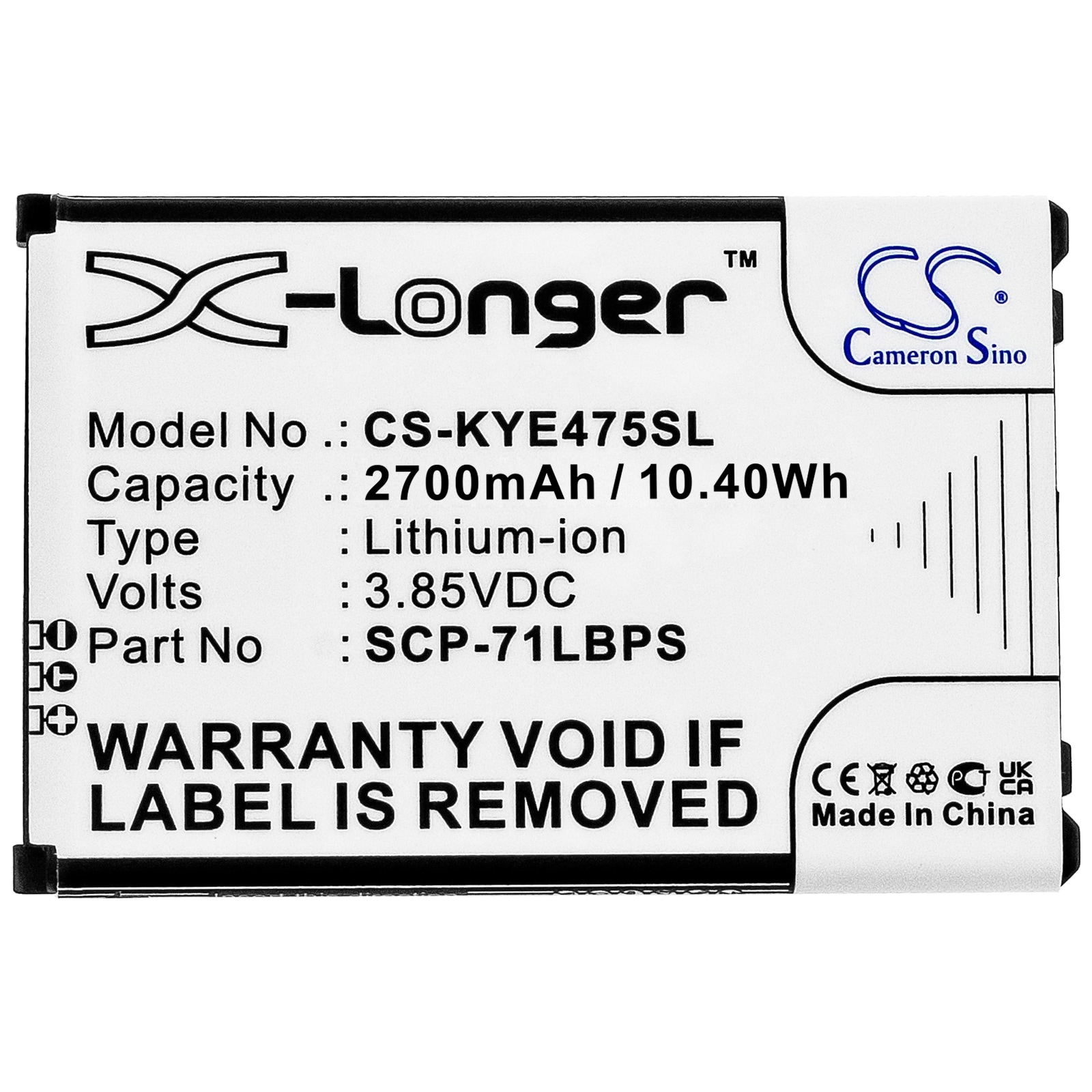 Batteri til smarttelefon, mobil for Kyocera DuraTR, E4750