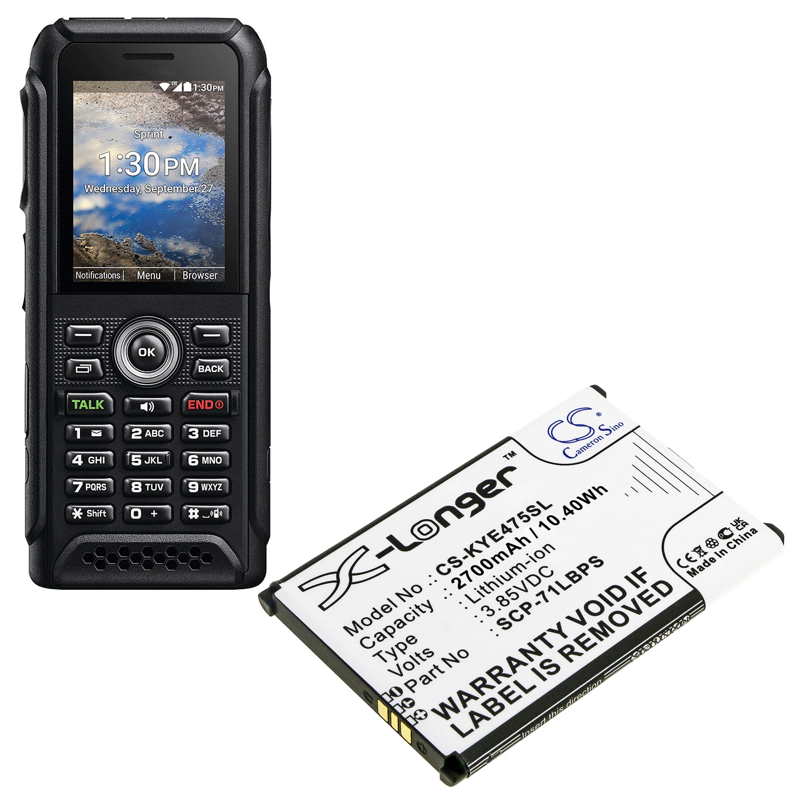 Batteri til smarttelefon, mobil for Kyocera DuraTR, E4750