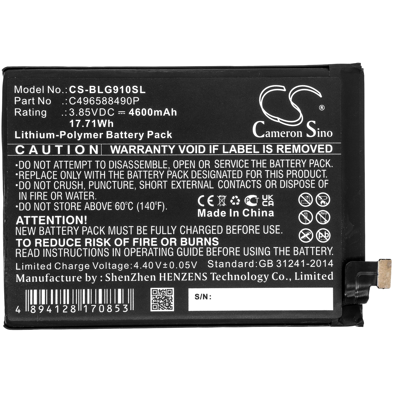 Batteri til smarttelefon, mobil for BLU G91 Pro, G0530WW