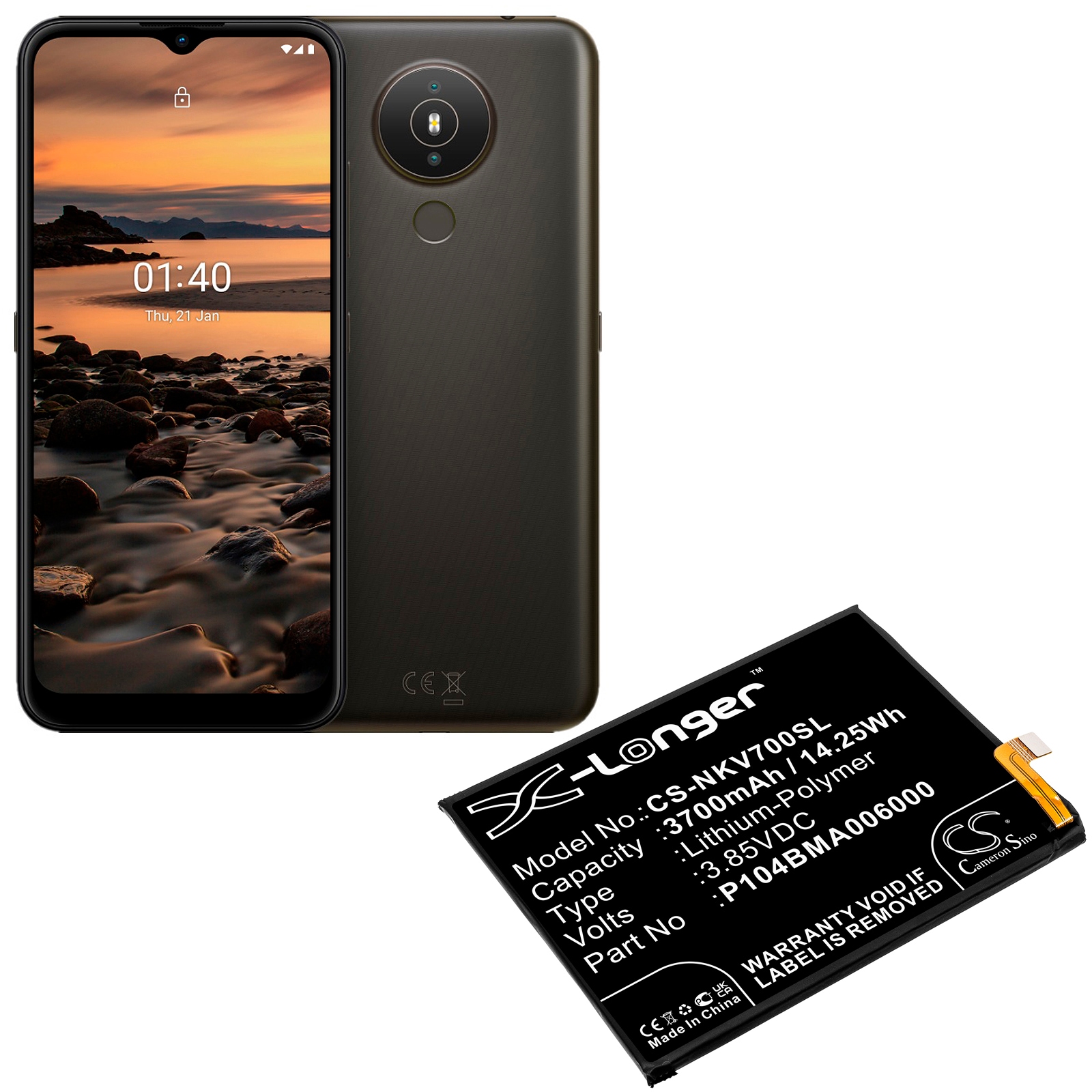 Batteri for SmartPhone, Mobil for Nokia TA-1322, TA-1323, TA-1329 og andre.