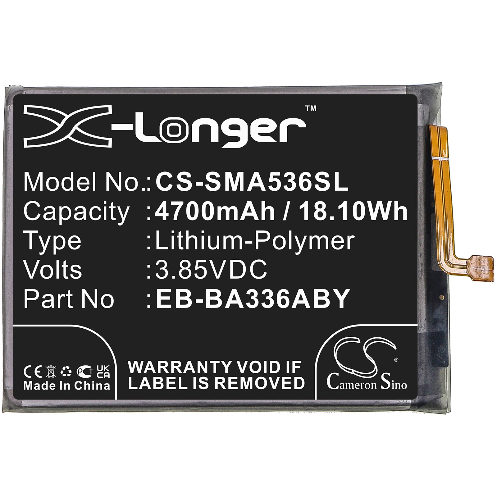 Batteri for SmartPhone, Mobil for Samsung Galaxy A53 5G 2022, SM-A536U, SM-A536U1 og andre.