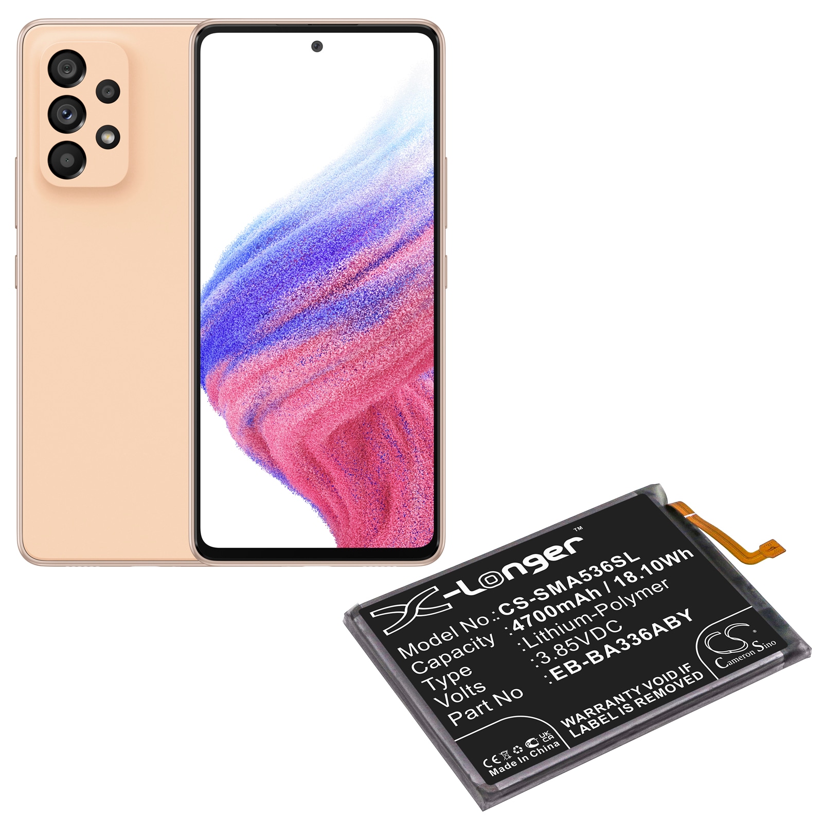 Batteri for SmartPhone, Mobil for Samsung Galaxy A53 5G 2022, SM-A536U, SM-A536U1 og andre.