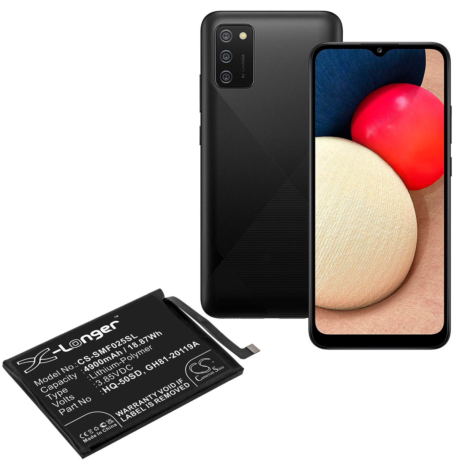 Batteri for SmartPhone, Mobil for Samsung Galaxy A02s, SM-A025F, M-A025U og andre.