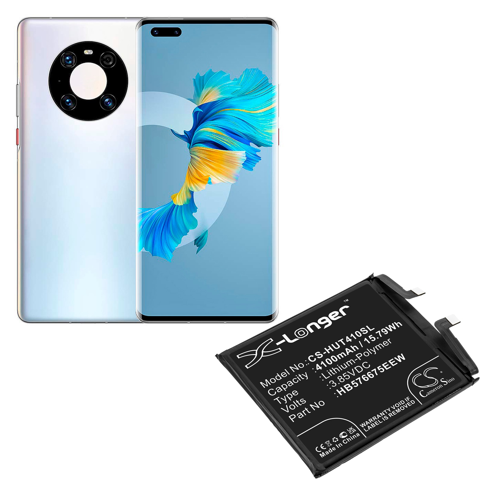 Batteri for SmartPhone, Mobil for Huawei Mate 40 Pro, NOH-AN00, NOH-TN00 og andre.