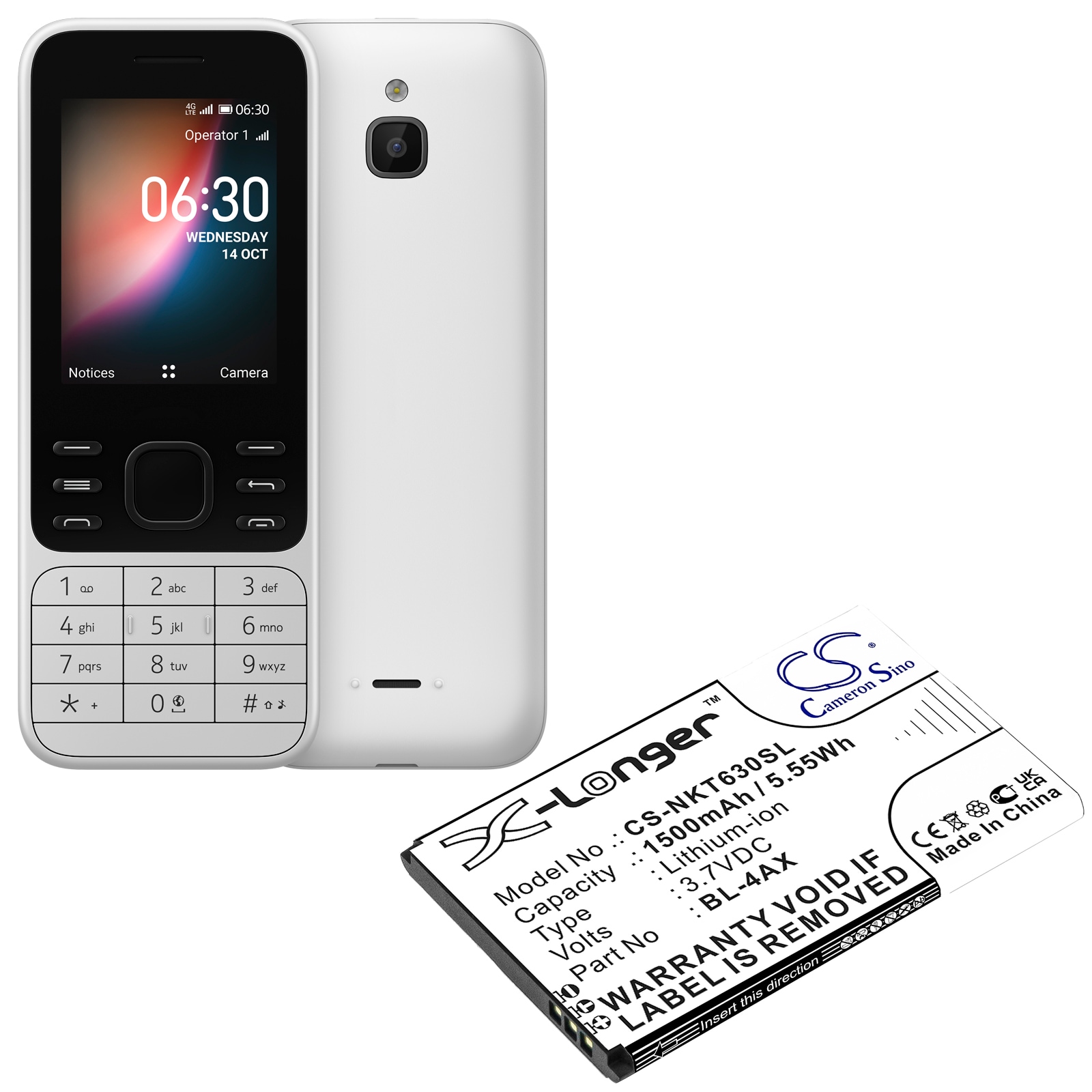 Batteri for SmartPhone, Mobil for Nokia 6300 4G, 8000 4G, TA-1286 og andre.