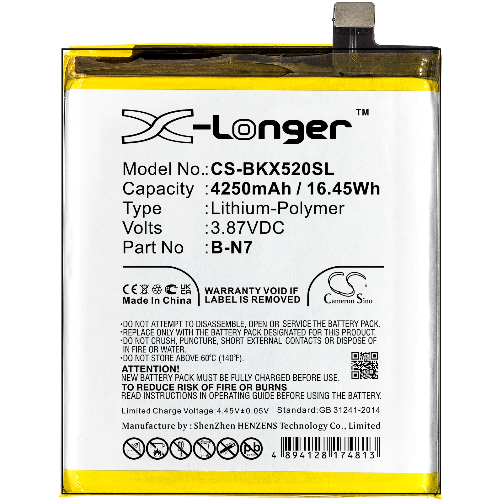 Batteri for smarttelefon, mobil for VIVO X50 Pro+, X50 Pro Plus, V2011A