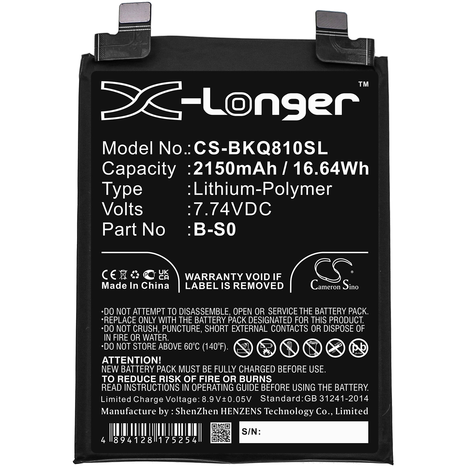 Batteri for smarttelefon, mobil for VIVO IQOO 8 Pro, V2141A