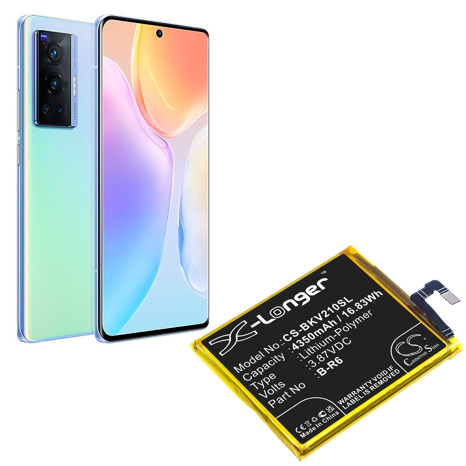 Batteri for smarttelefon, mobil for VIVO X70 Pro, X70 Pro 5G, V2105