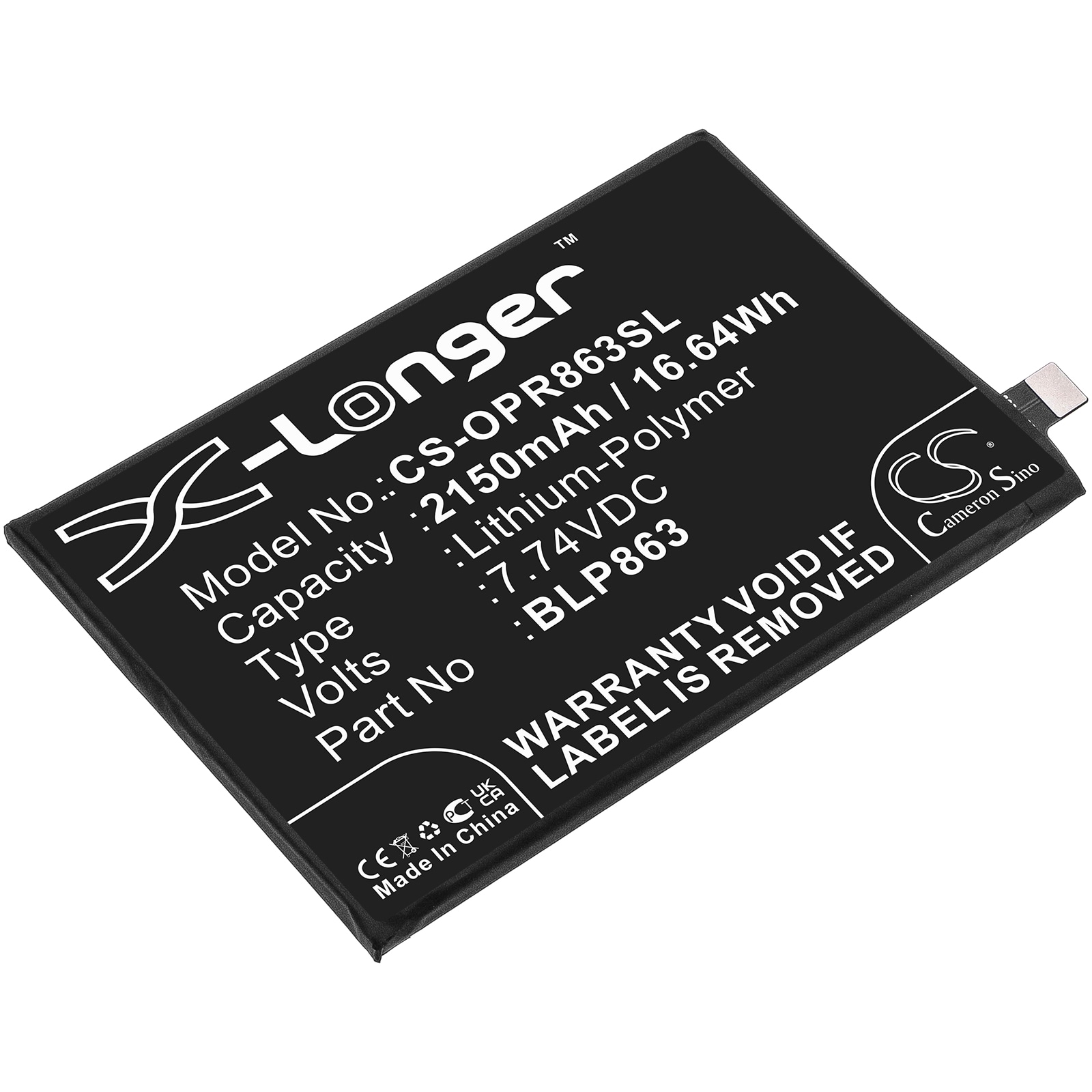 Batteri for smarttelefon, mobil for OPPO Reno6, CPH2235