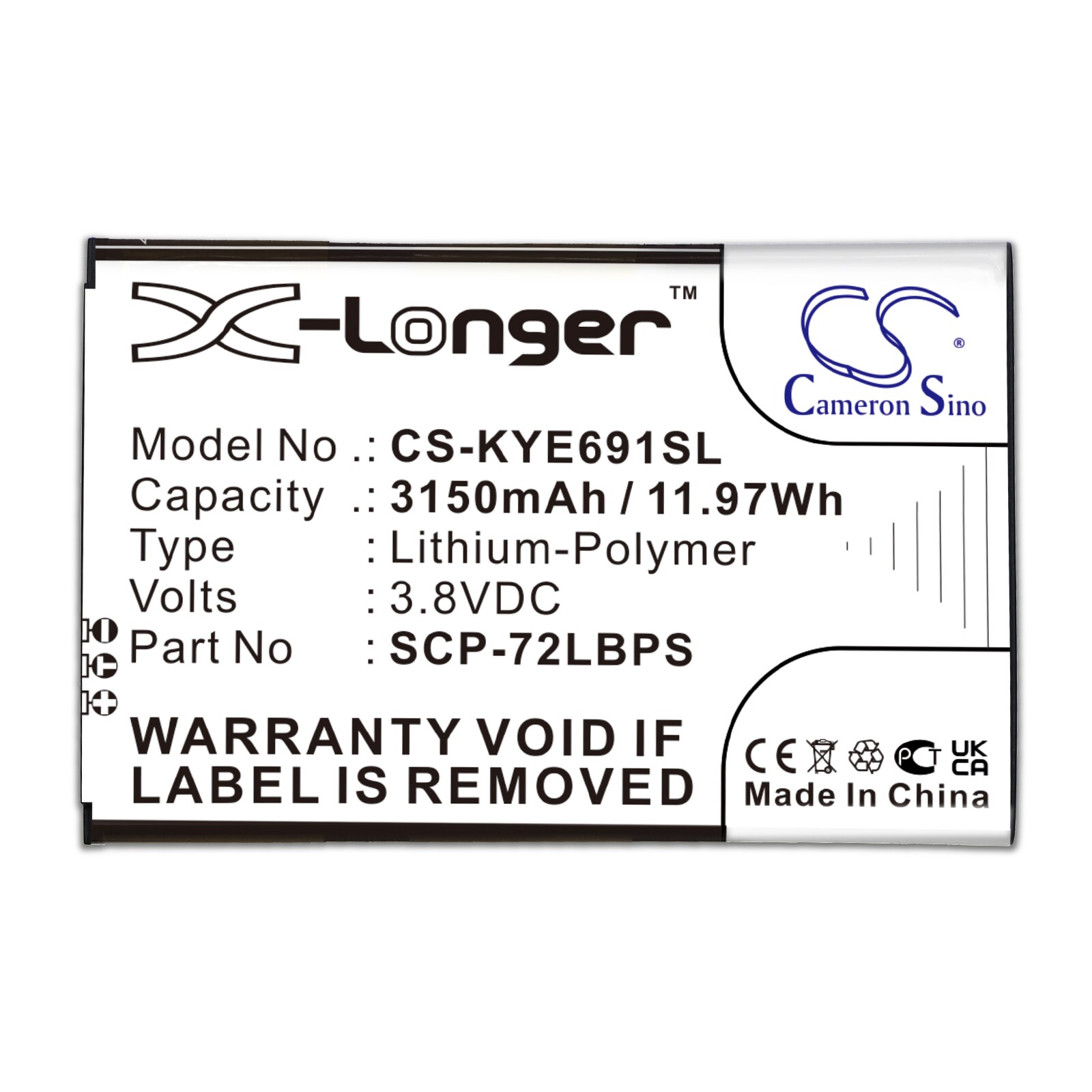 Batteri til smarttelefon, mobil for Kyocera DuraForce Pro 2, E6910, E6920