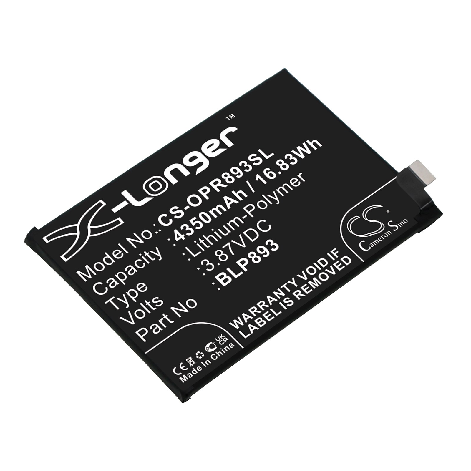 Batteri for smarttelefon, mobil for OPPO Reno 7, Reno 7 5G, PFJM10