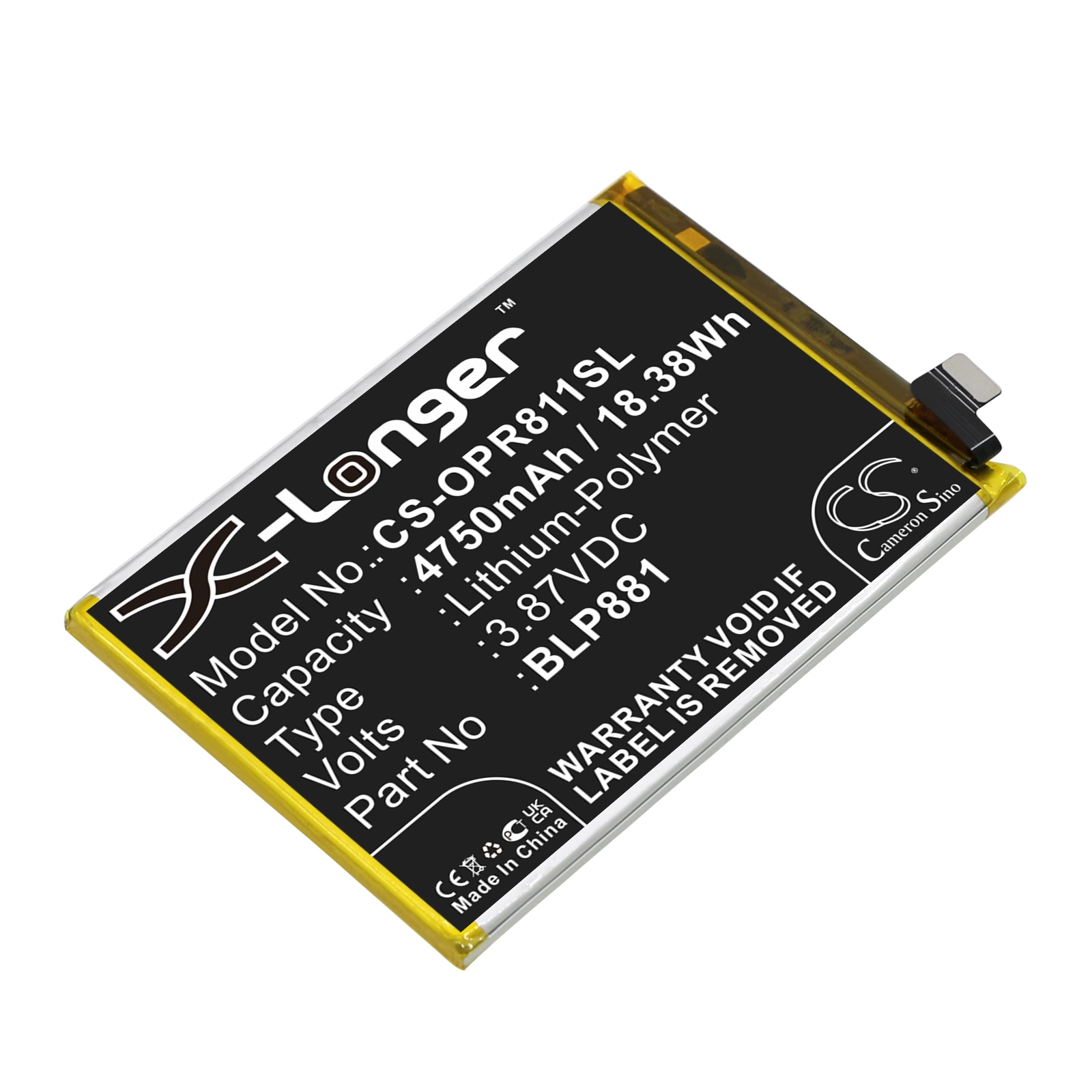 Batteri for smarttelefon, mobil for OPPO Reno 5K, Reno K9, Reno 4SE
