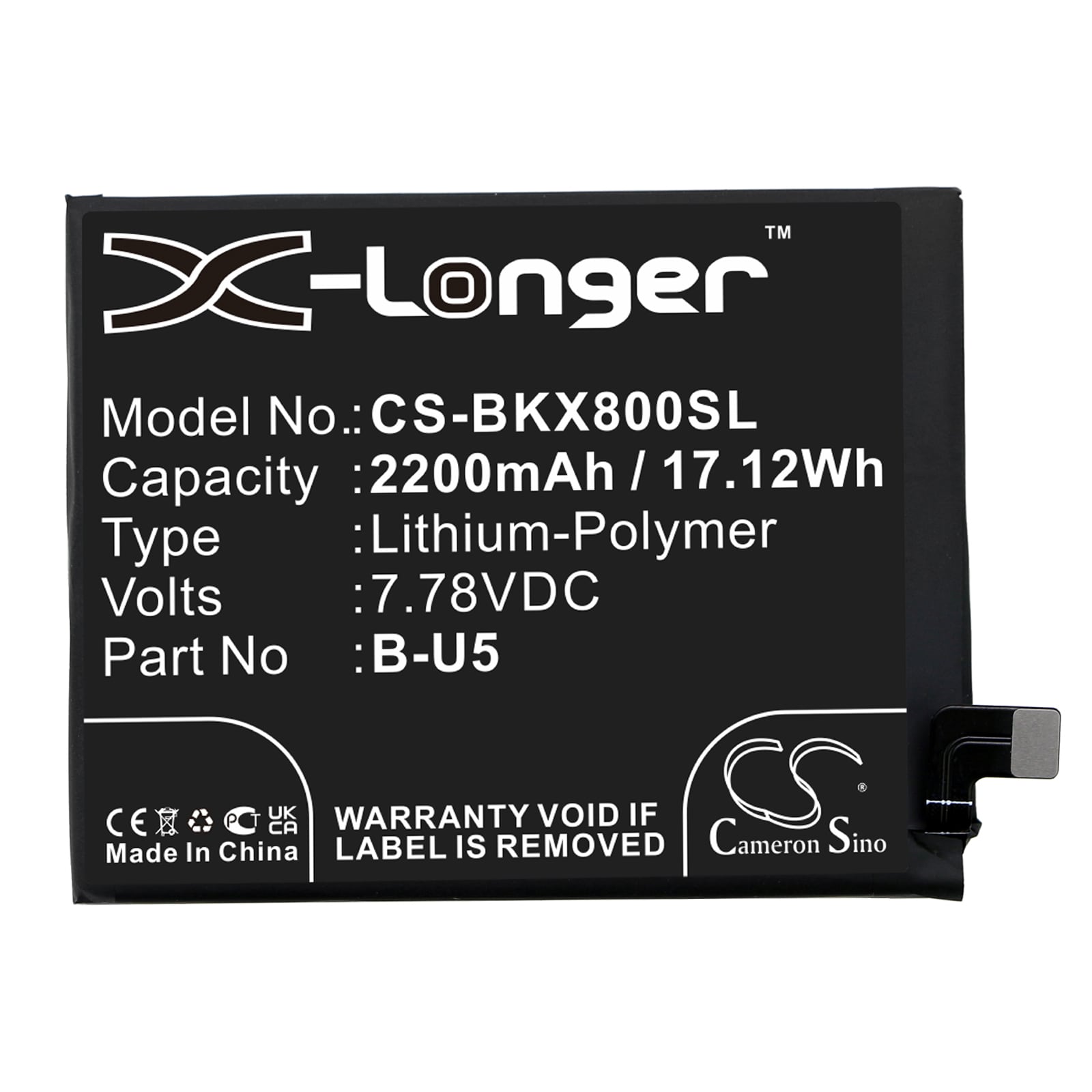Batteri for smarttelefon, mobil for VIVO X80, V2183A, V2144