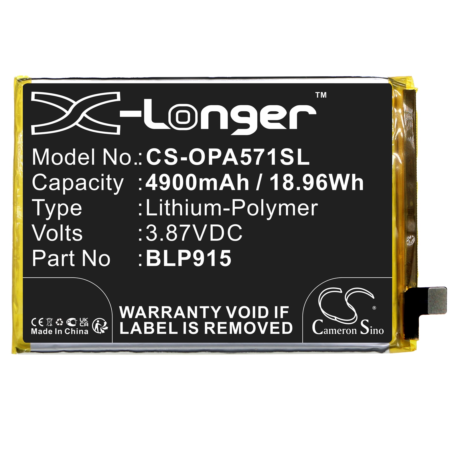 Batteri for smarttelefon, mobil for OPPO A57 5G, A57 5G 2022, PFTM20