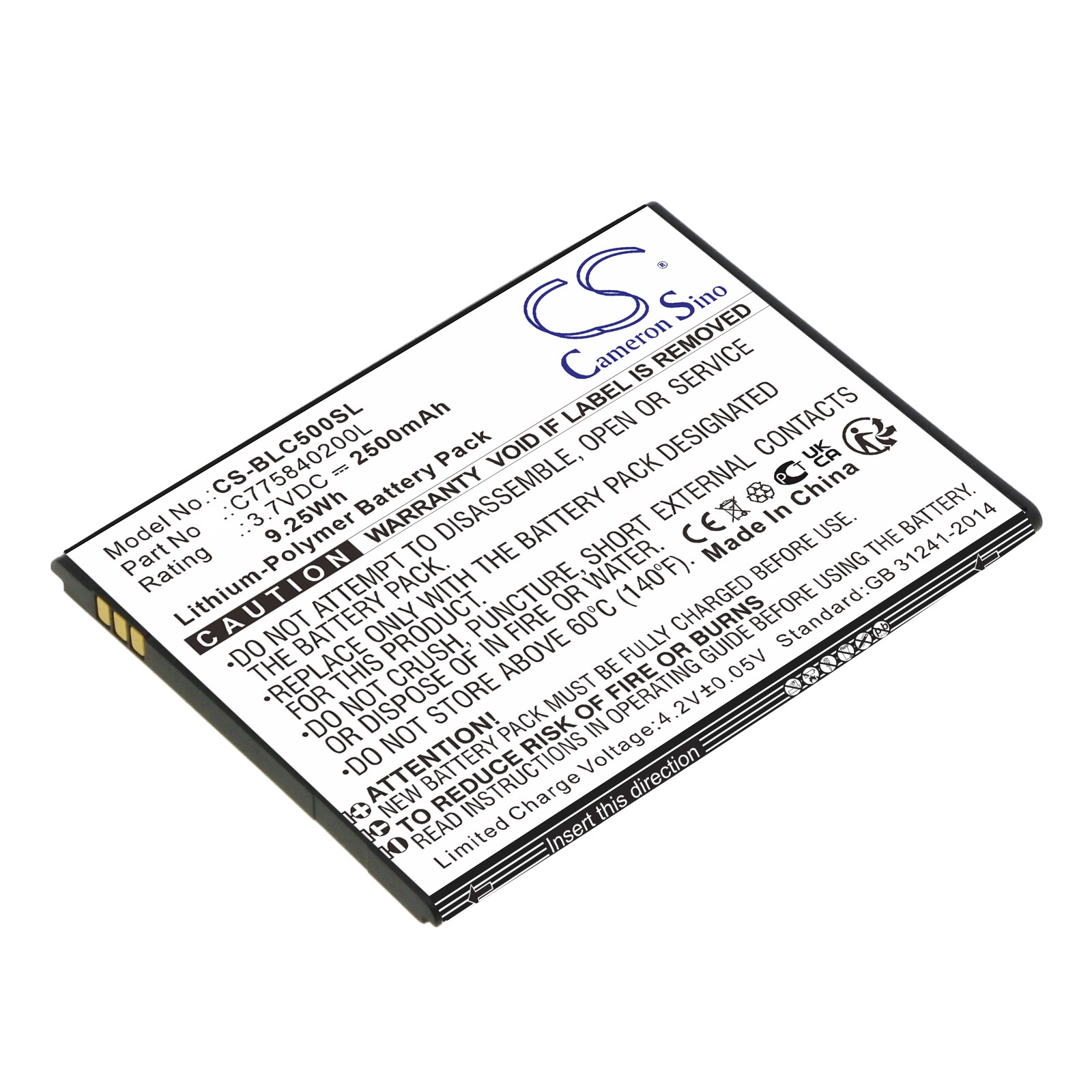 Batteri til smarttelefon, mobil for BLU C5, C010Q