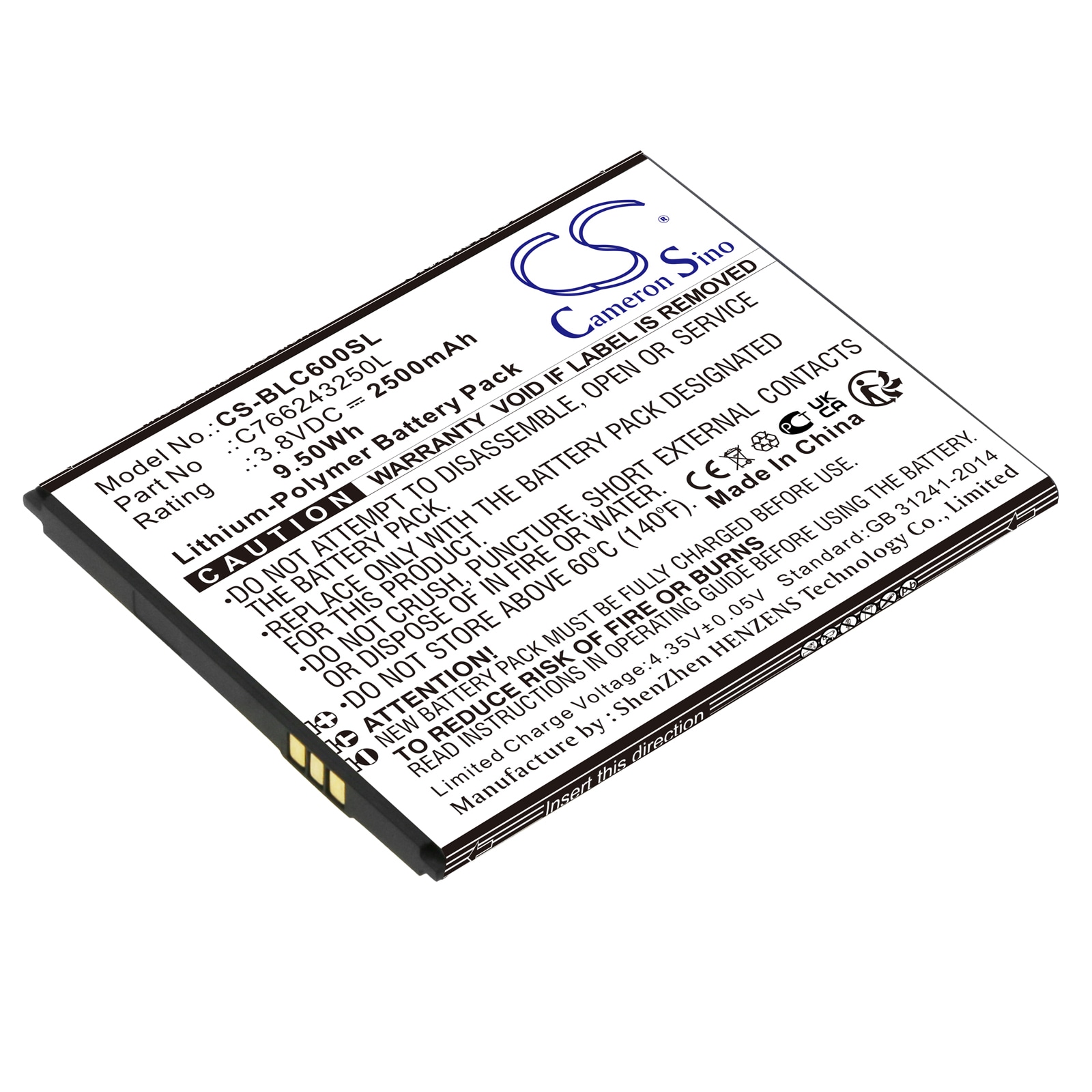 Batteri til smarttelefon, mobil for BLU C6, C0090P
