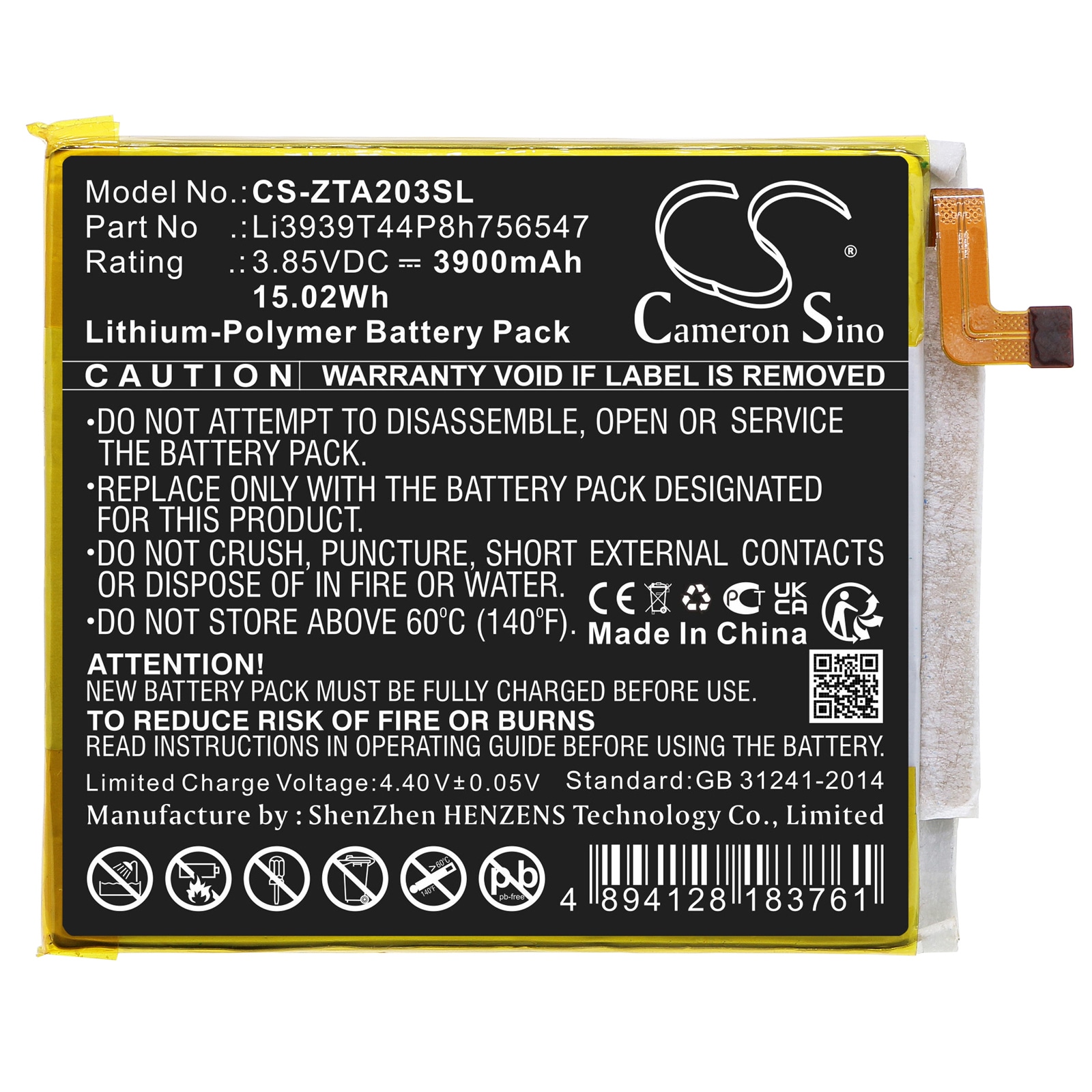 Batteri for SmartPhone, Mobil for ZTE Axon 10 Pro, A2020, A2020N2 og andre.