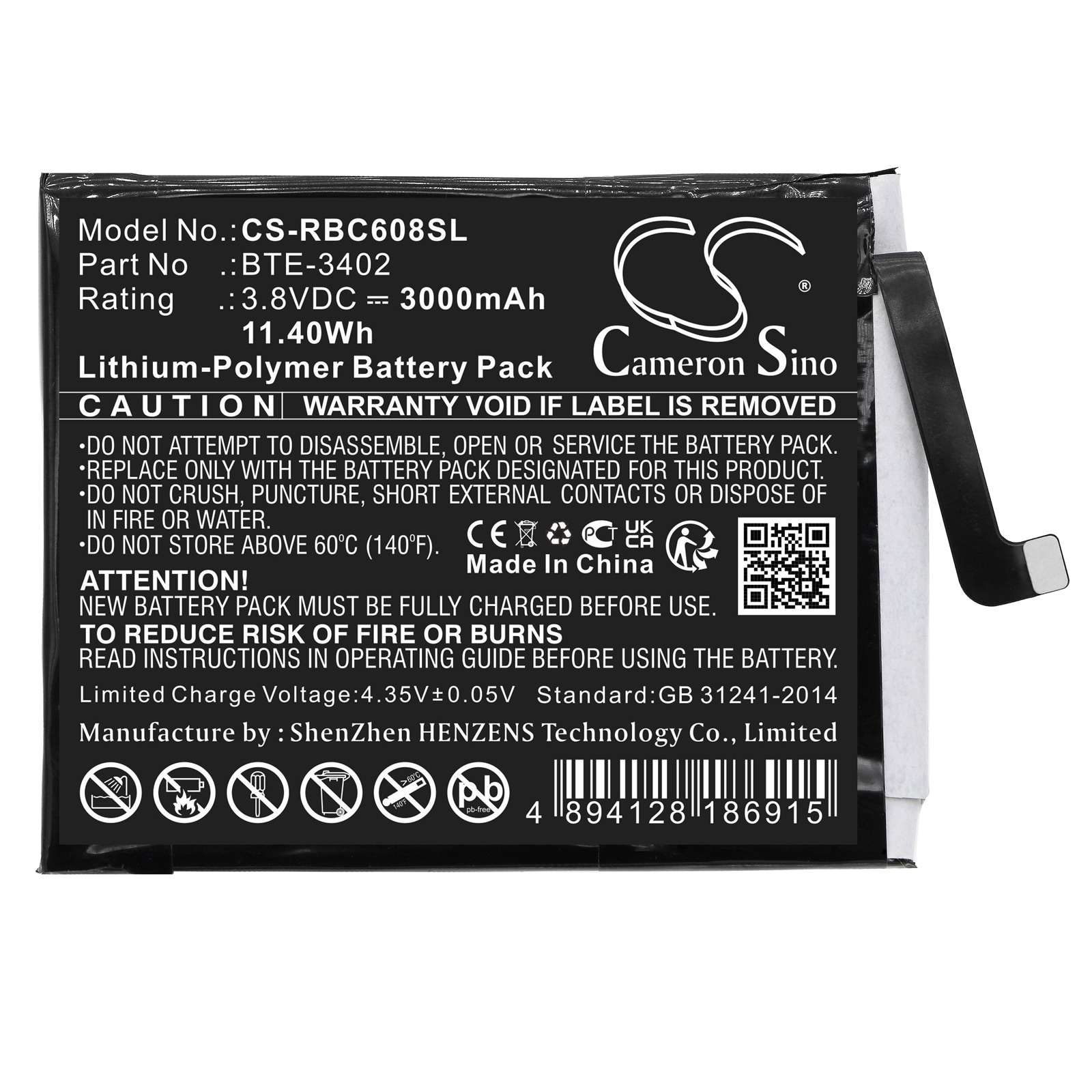 Batteri for SmartPhone, mobil for Orbic JOY, RC608L, ORB608LBVZPP og andre.