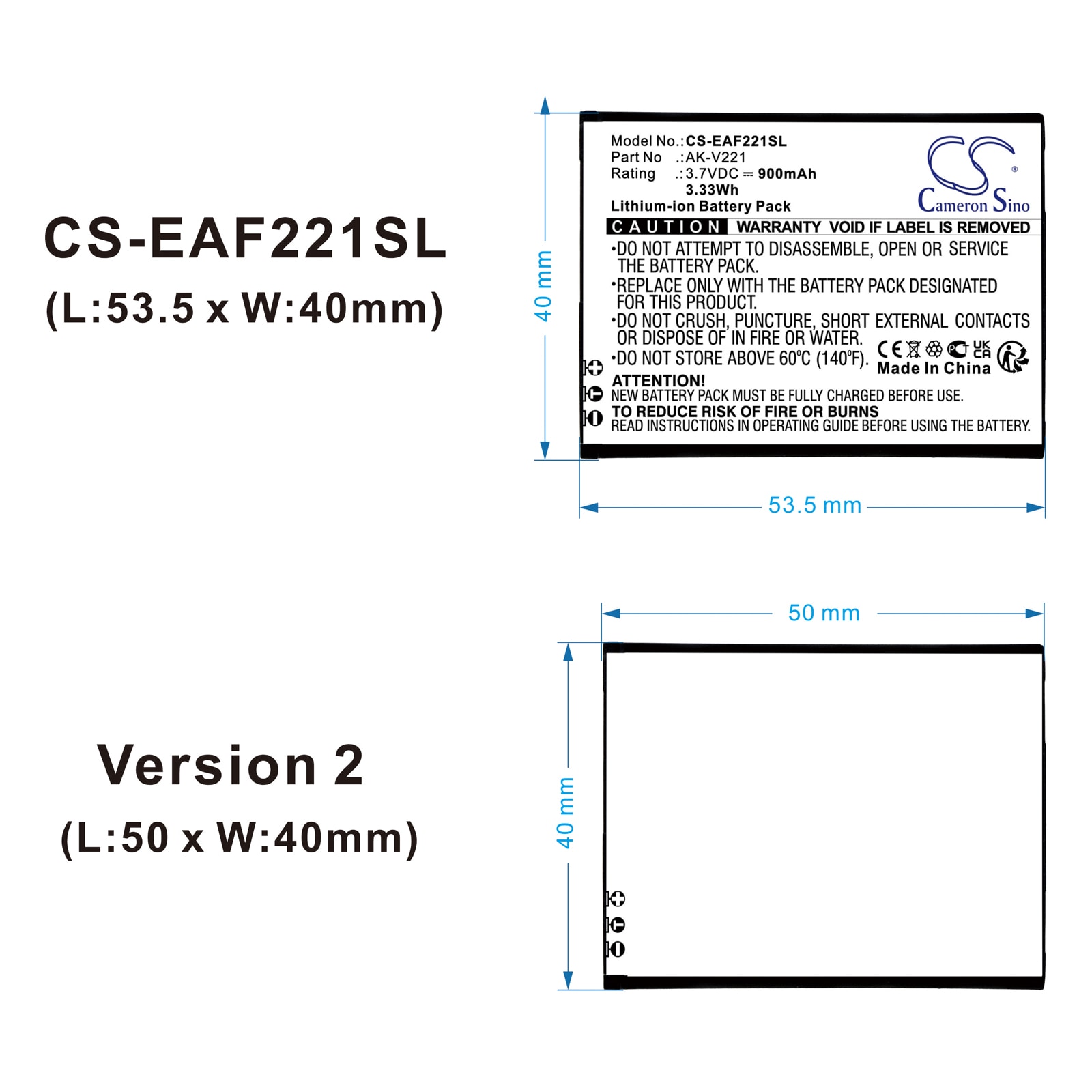 Batteri for SmartPhone, Mobil for Emporia Flip V221, Active glam V221 4G og andre.