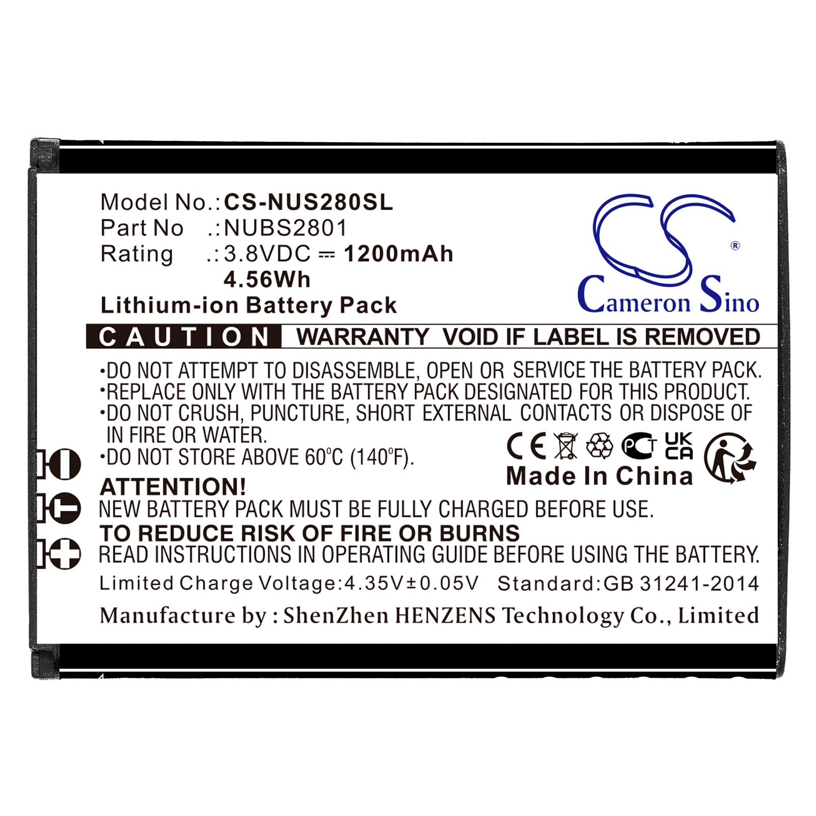 Batteri til smarttelefon, mobil for NUU Mobile F4L 4G LTE, S2801L