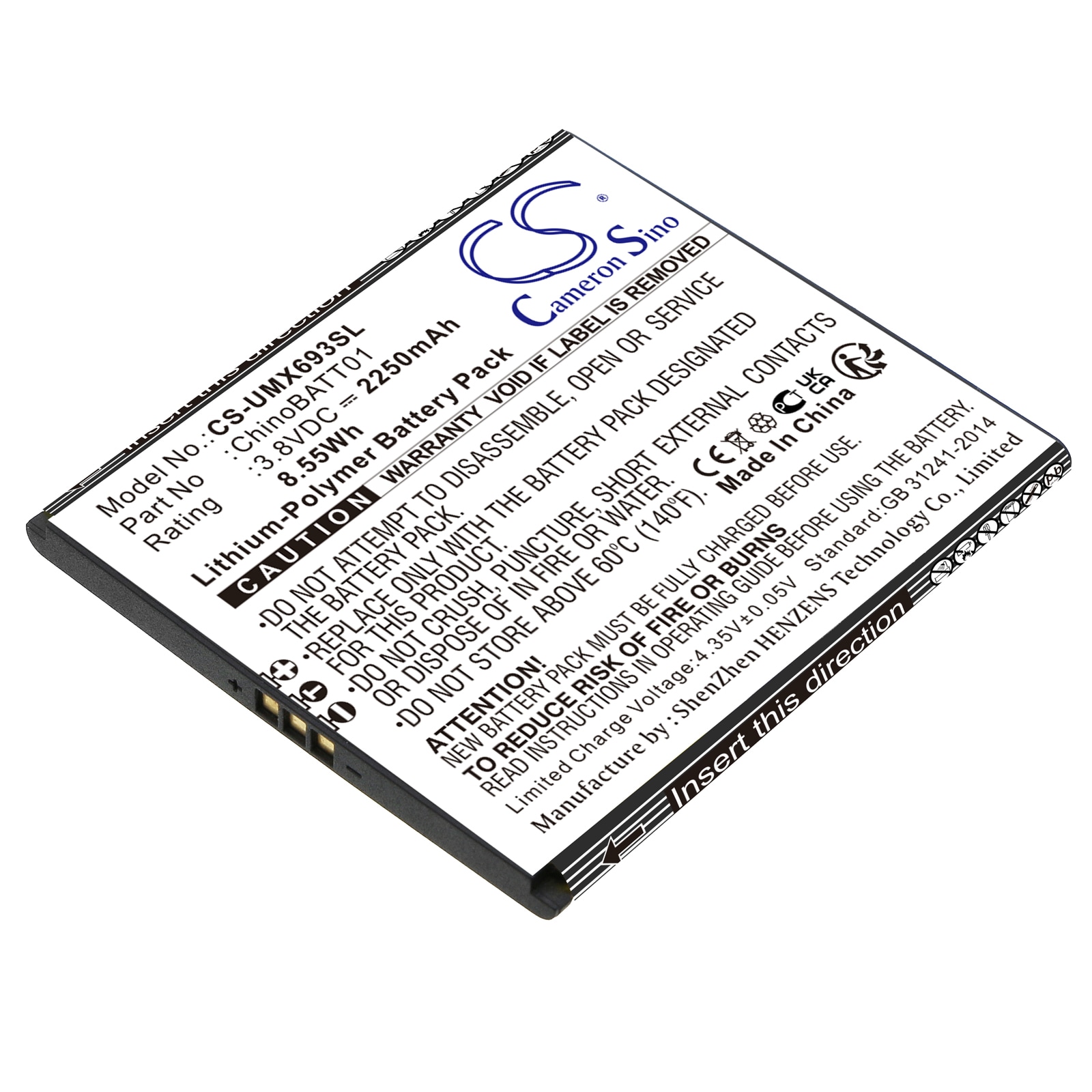 Batteri for SmartPhone, Mobil for UMX Unimax U693CL, U683CL, Unimax U683CL og andre.