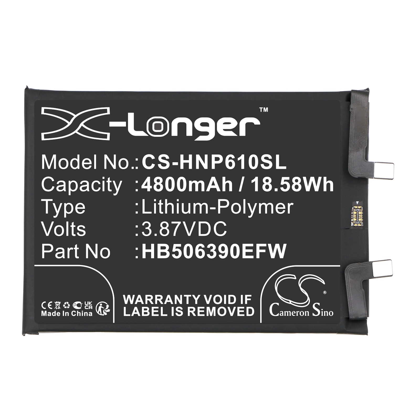 Batteri for smarttelefon, mobil for Honor 60 Pro 5G, TNA-AN00