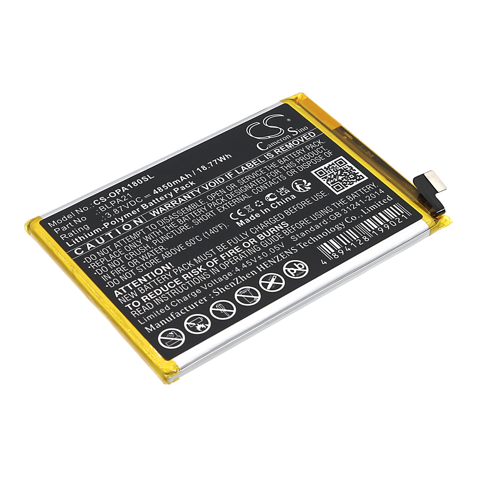 Batteri for smarttelefon, mobil for OPPO A18, CPH2591