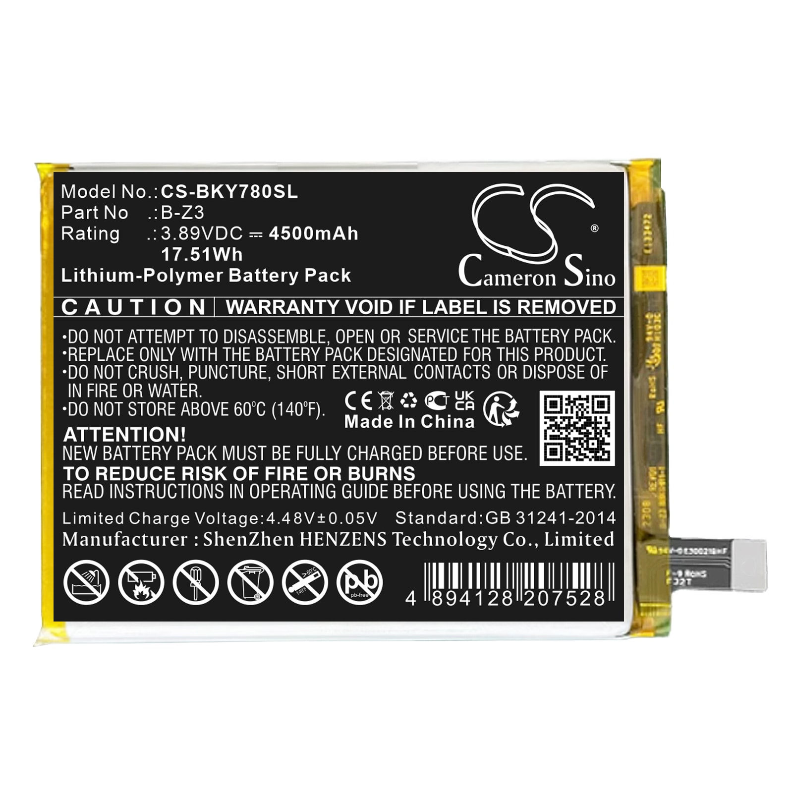 Batteri for smarttelefon, mobil for VIVO Y78+, Y78 Plus