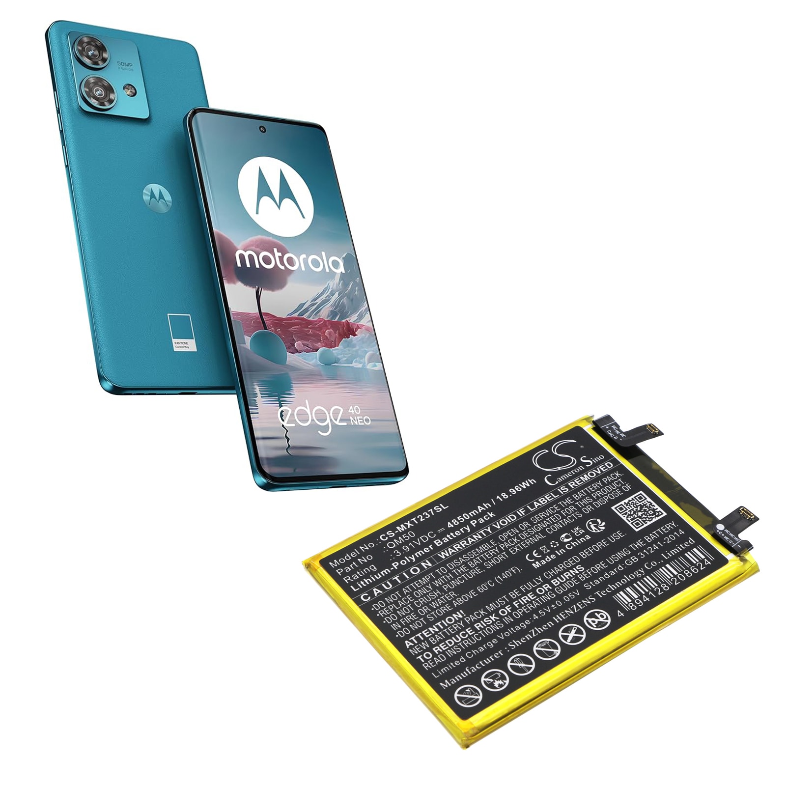 Batteri for SmartPhone, Mobil for Motorola EDGE 40 NEO, XT2307-1, XT2307-2 og andre.