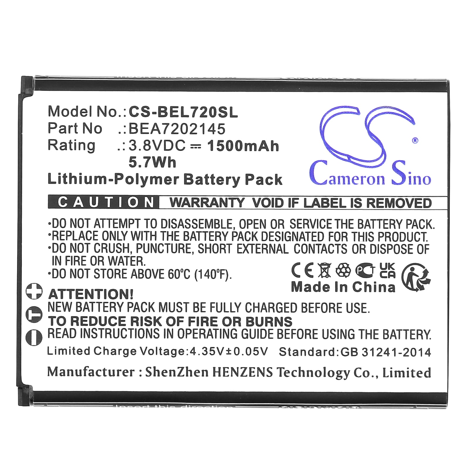 Batteri for SmartPhone, Mobil for Bea-telefon SL720, SL720i, SL720i_EU001B