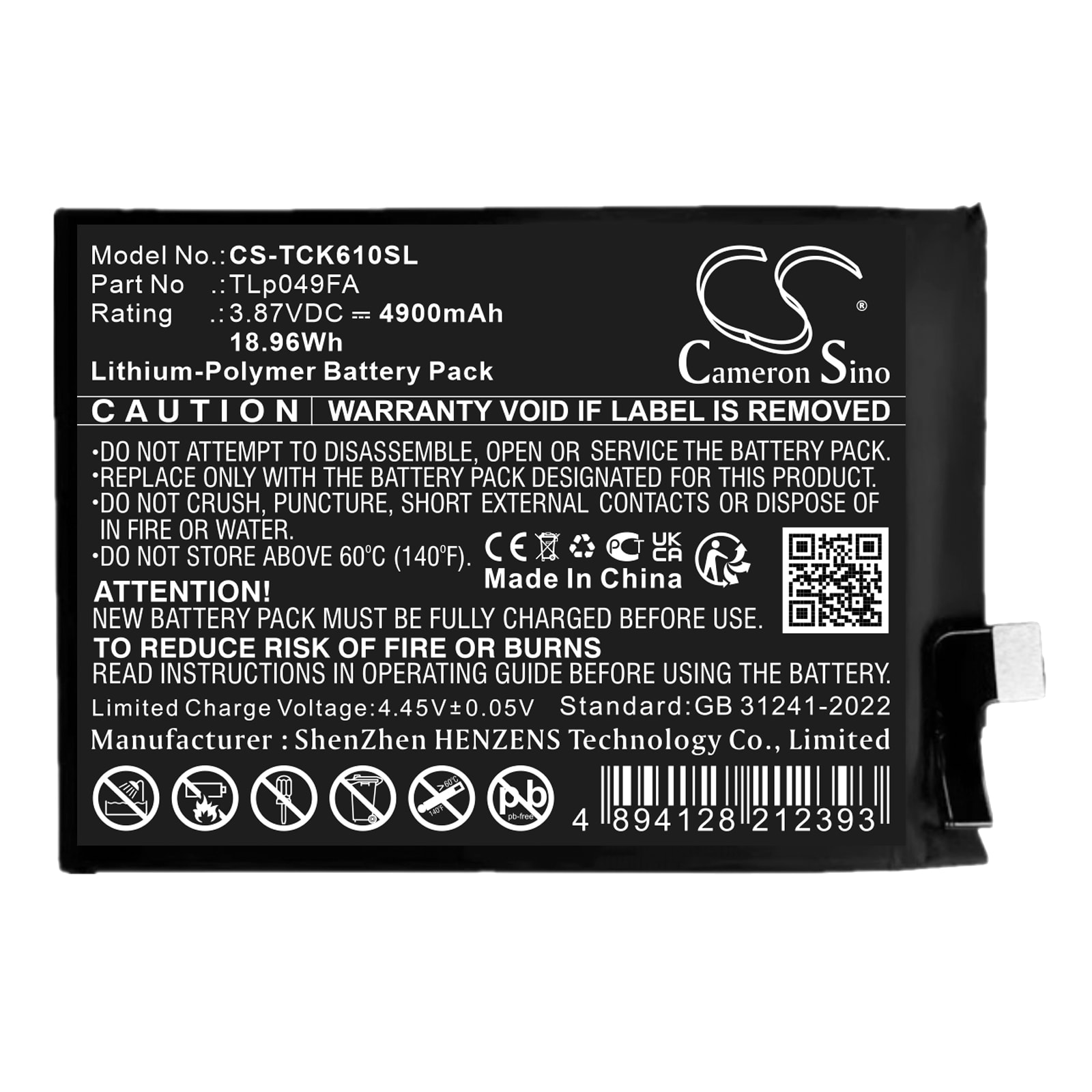 Batteri til smarttelefon, mobil for Sharp Aquos V7 Plus, SH-C06