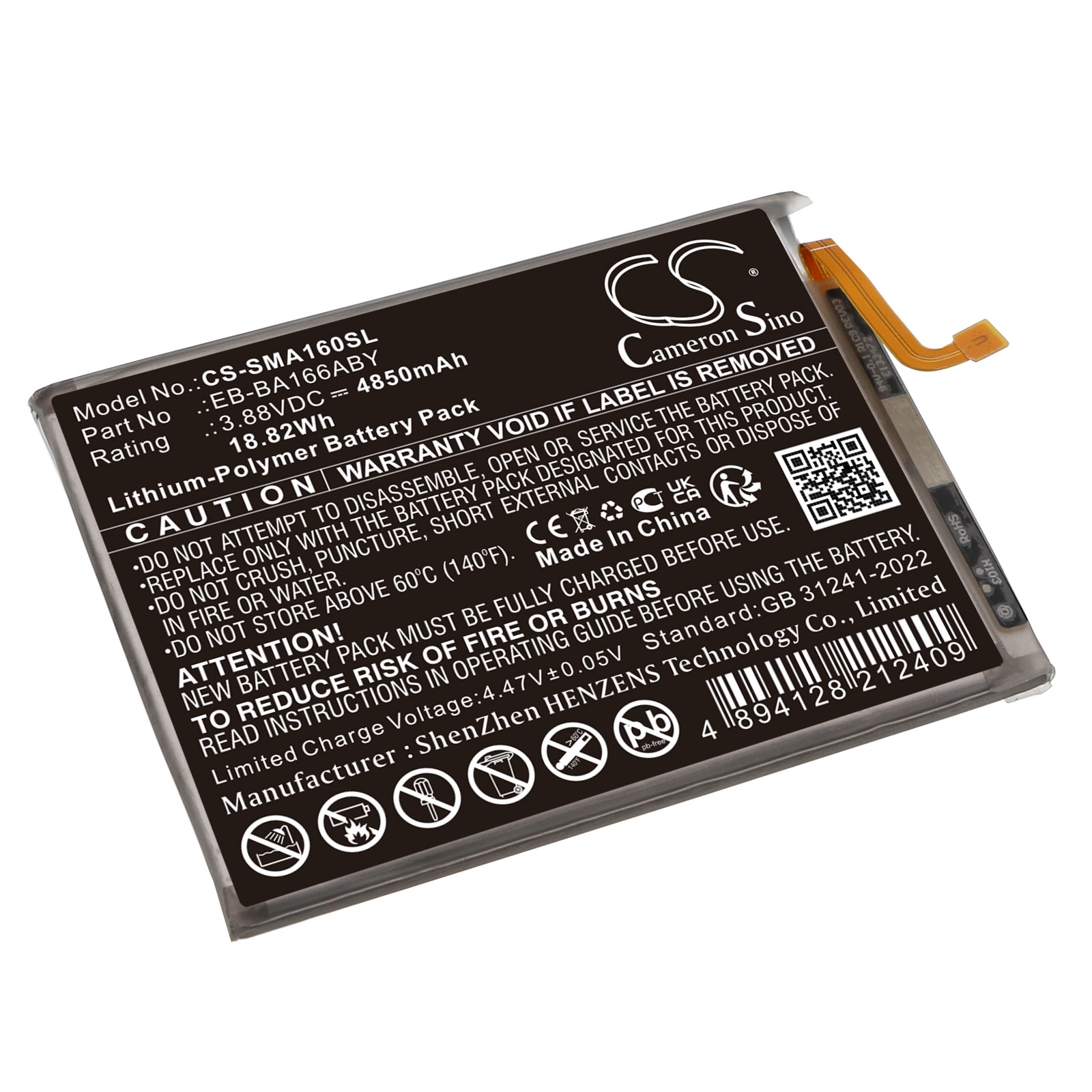 Batteri for SmartPhone, Mobil for Samsung Galaxy A16 5G, SM-A166B, SM-A166B/DS og andre.